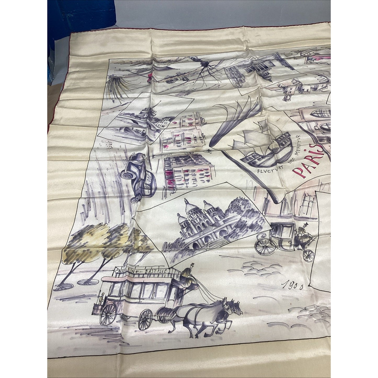 Women’s Silk Scarf Featuring 1914 Paris, France - 32x32”