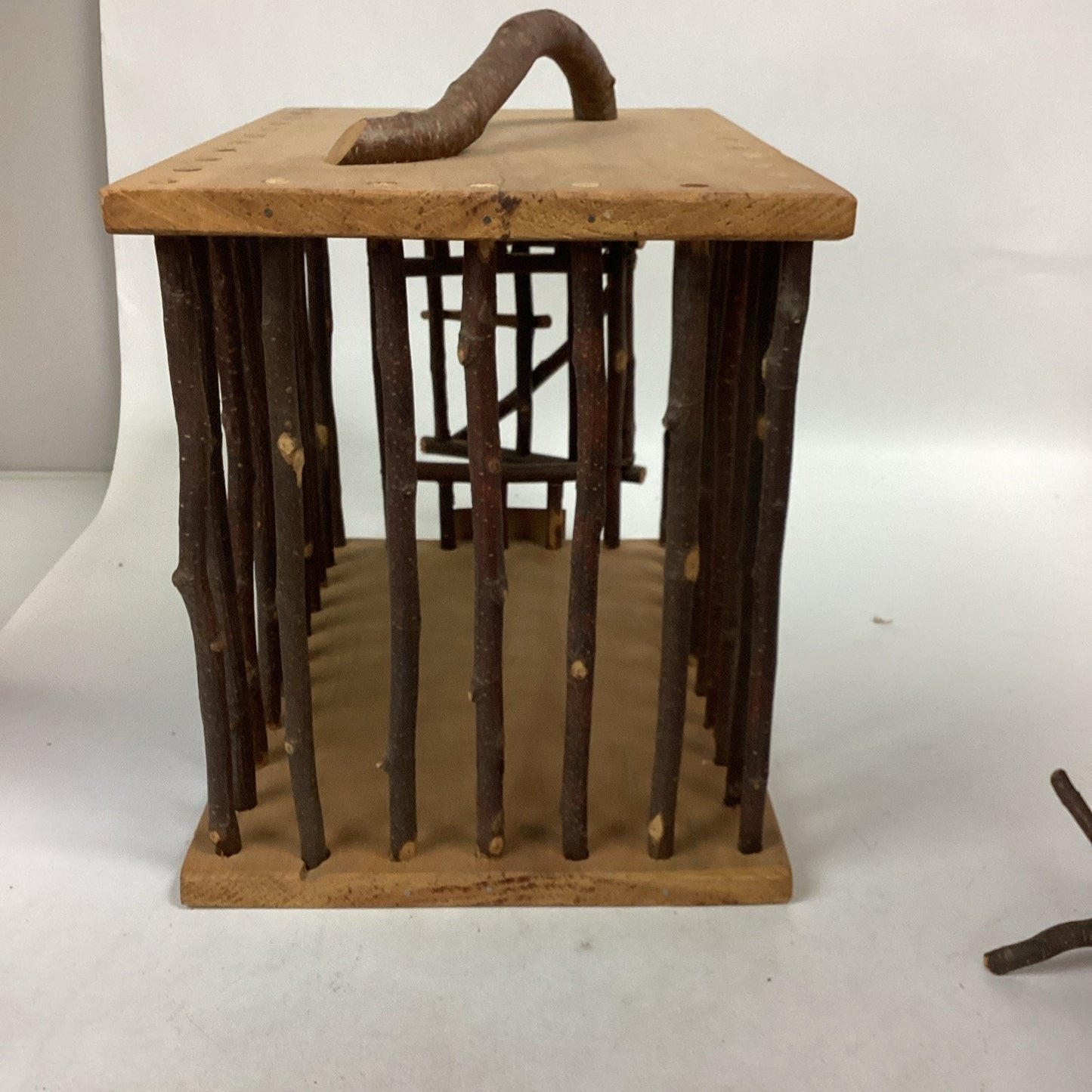 Handmade Wooden Cage With Carved Deer - Made By Wabi Wood Shop In Maine