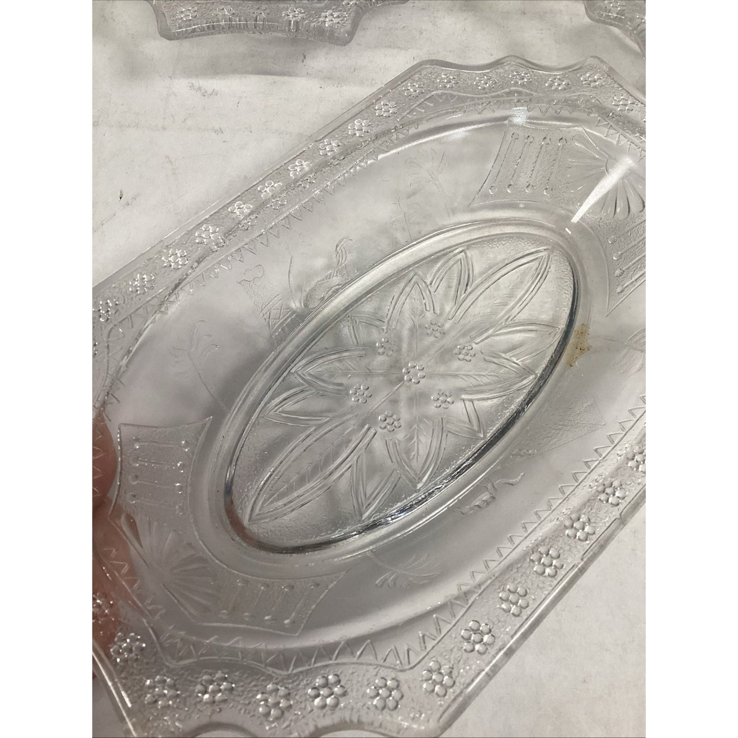 3 EAPG Antique Adams & Co 1880’s Egyptian Sphynx Camel Pyramid Motif Candy Dish