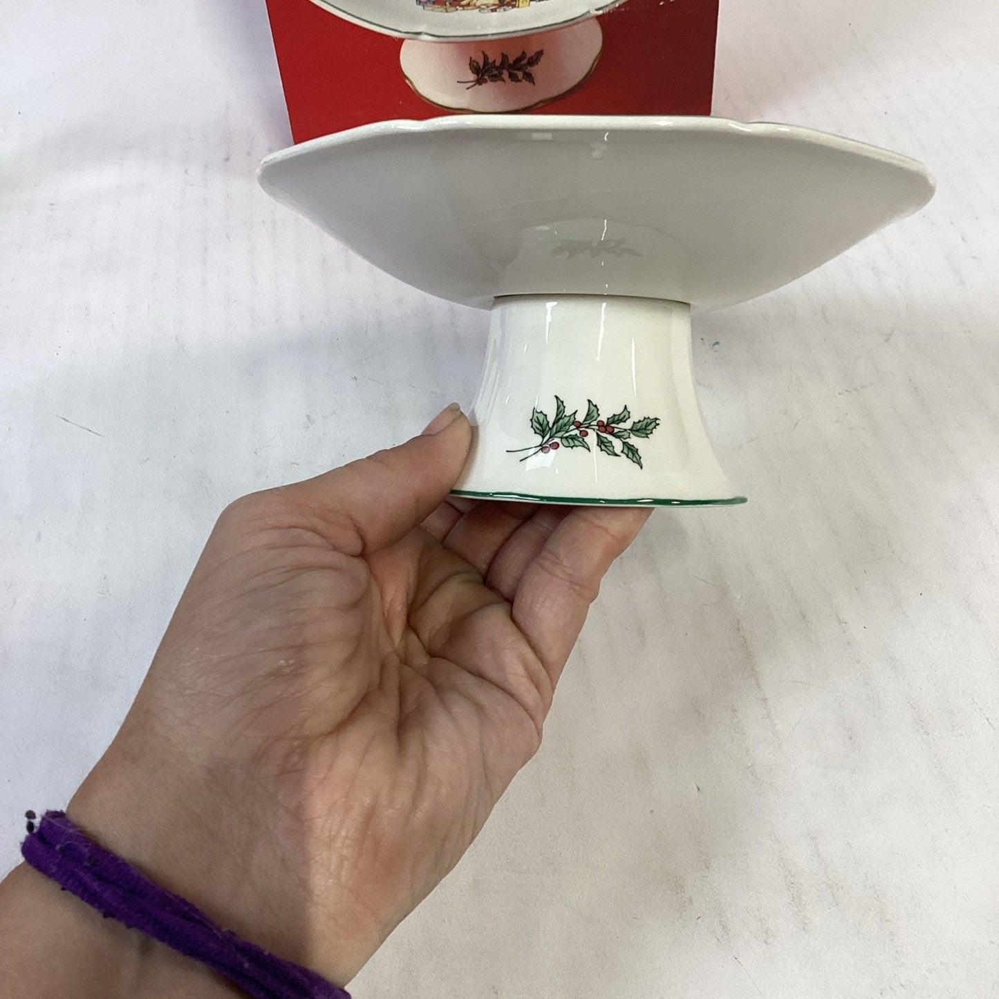 Nikko Christmas Tree Candy Dish 6" Sculpted Footed Compote W/ Original Box