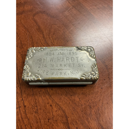 H.W. Hardt Stamp Holder Compliments Of 1894 And 1985 Newark NJ