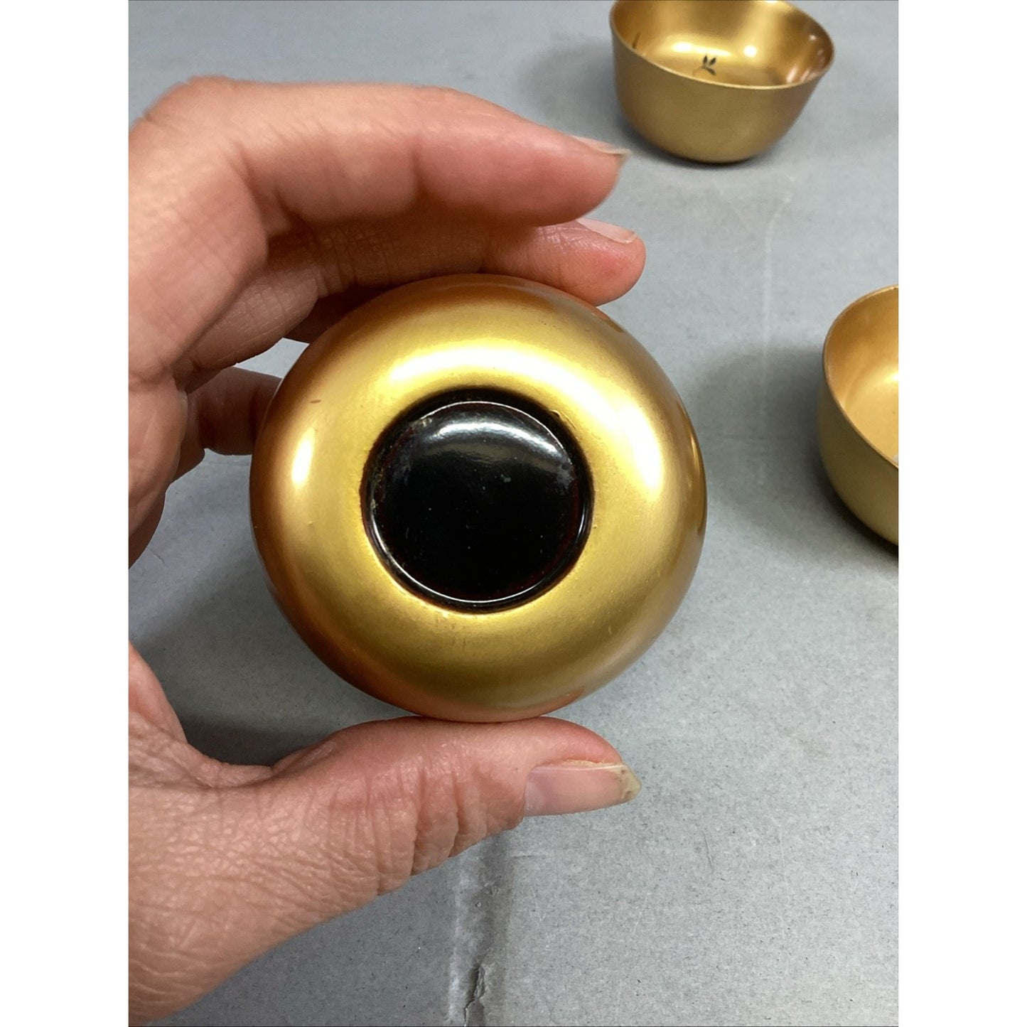 Set Of 6 Japanese Gold Floral Hand Painted Sake Cups