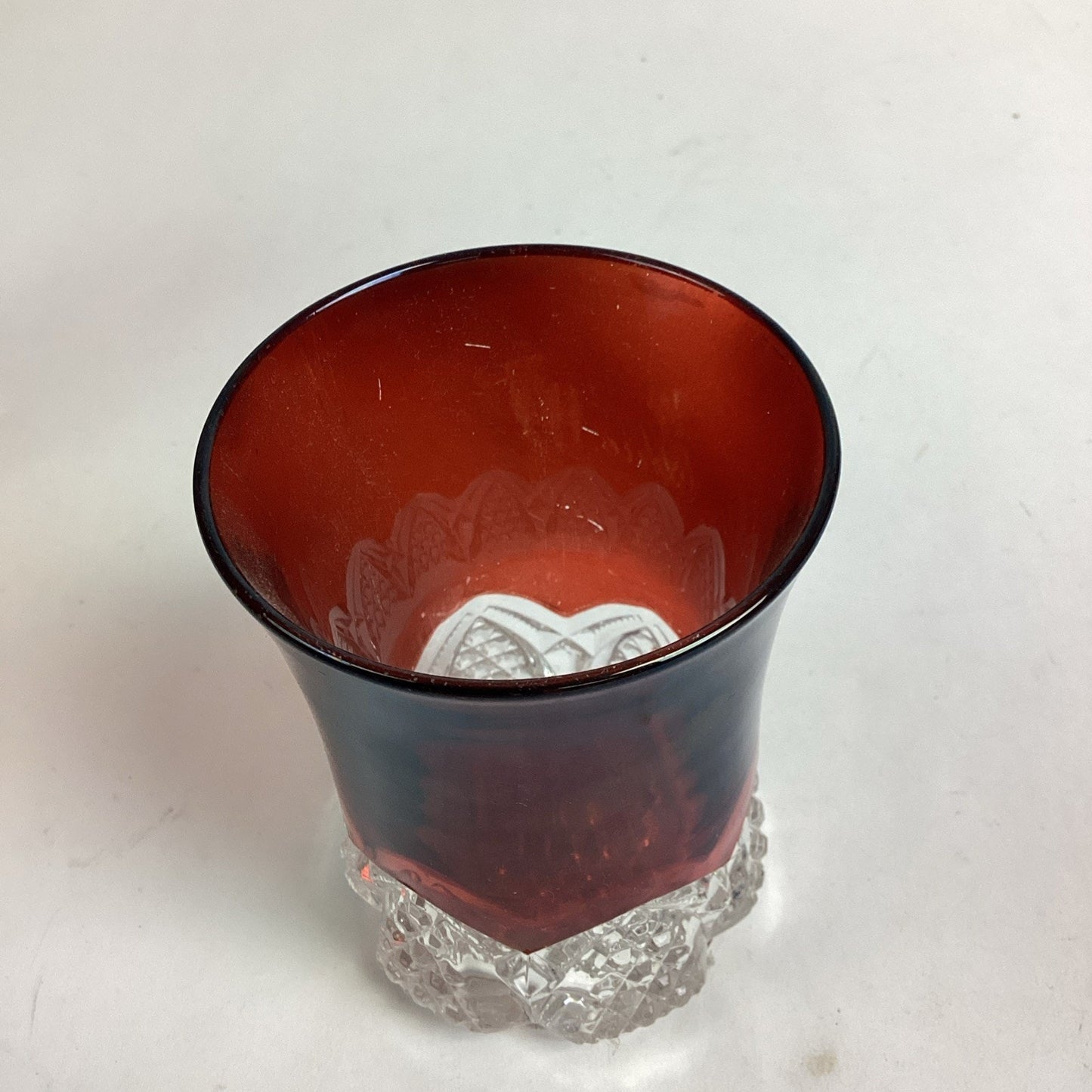 Set Of 4 - Antique Ruby Red Glass Creamer, Tumbler And Mugs