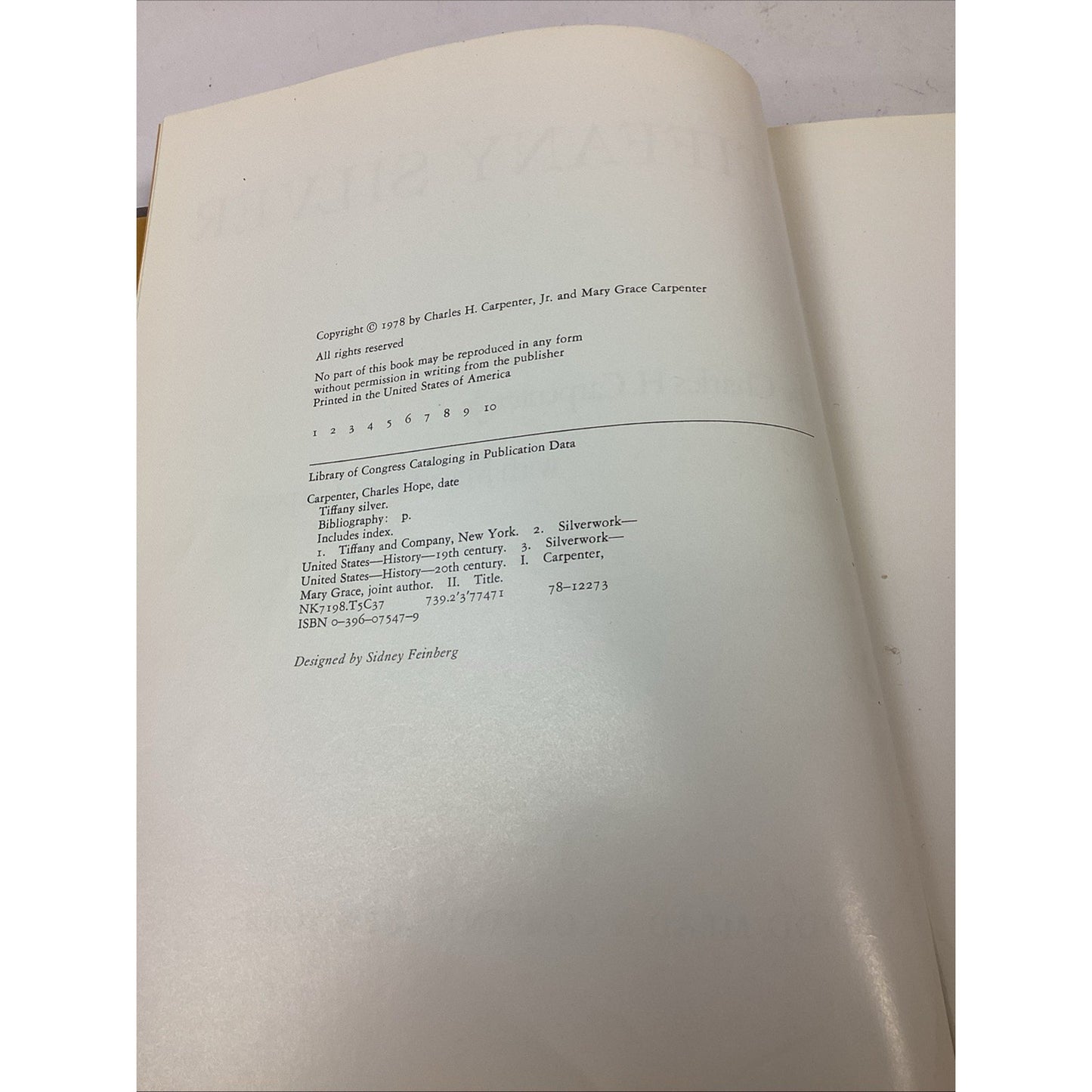 Tiffany Silver Hardcover Book - 1978 - By Charles H. Carpenter & Mary Carpenter