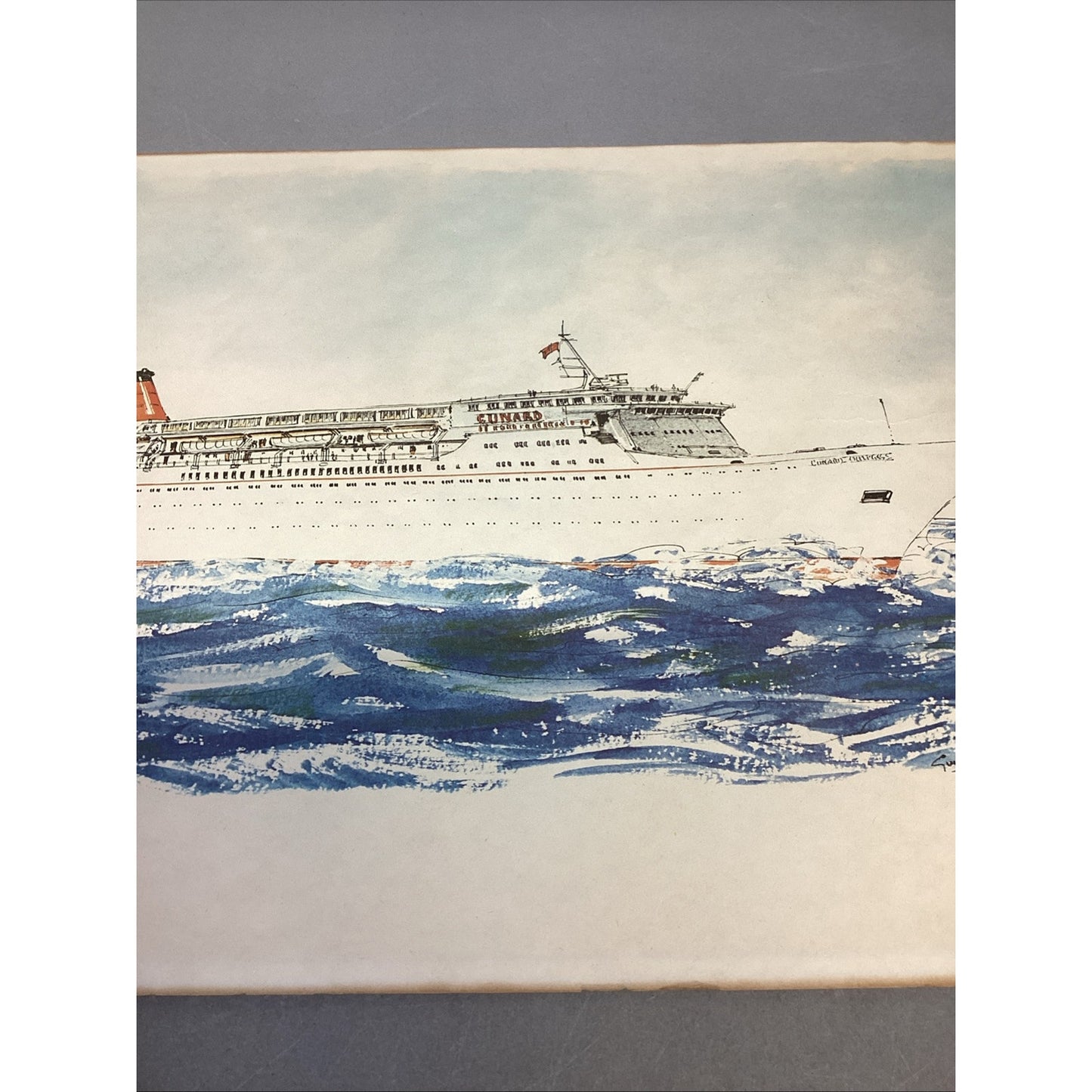 Lot Of 7 - Cunard Poster Print, 1 Photo, 1 Mag Article - Matson & Bermuda Lines