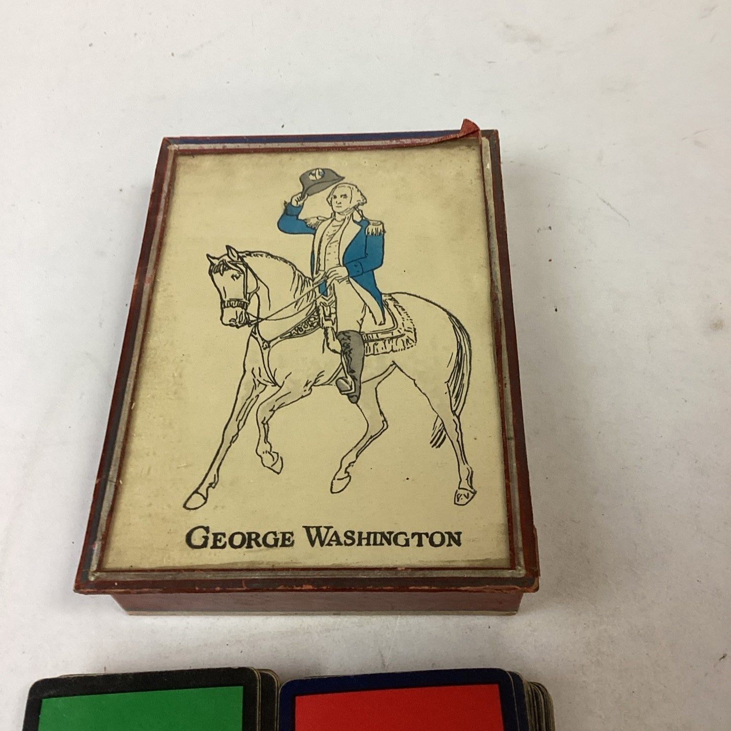 Set Of 3 Vintage Playing Cards In A George Washington Card Holder Box (France)