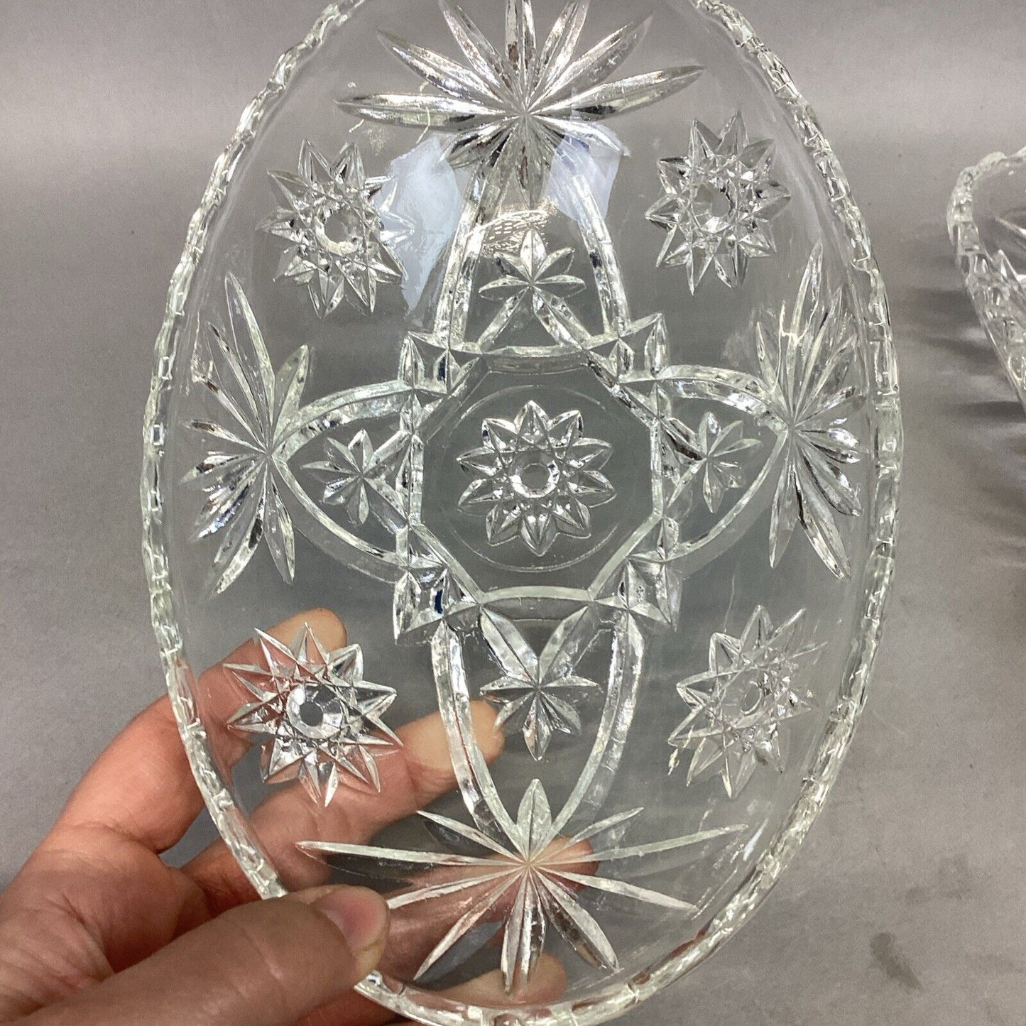 Vintage Star Of David Oval And Rectangular Glass Serving Dish