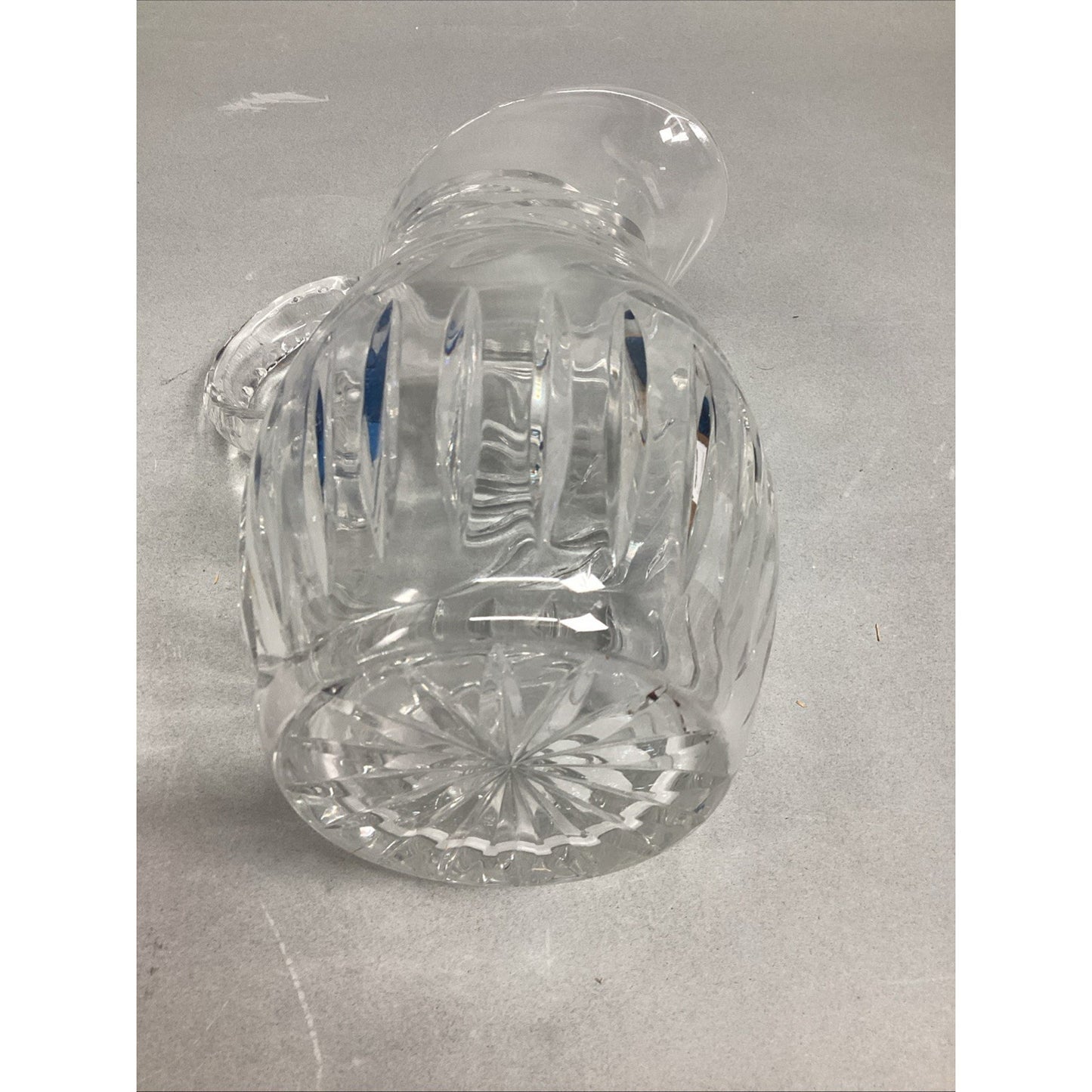 Vintage Cut Glass Floral Crystal Pitcher - 8.5”H