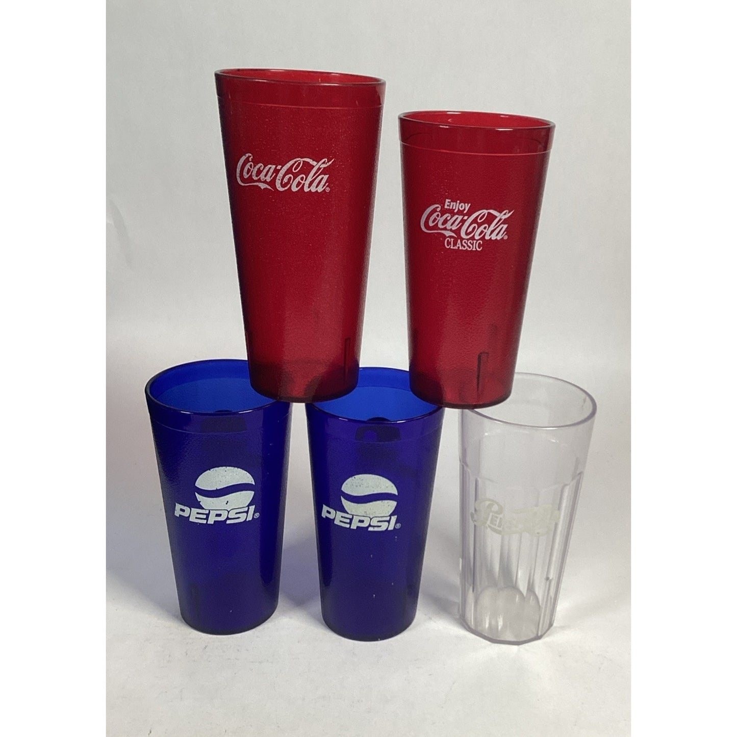Lot Of 5 Vintage Coca Cola And Pepsi Plastic Tumblers