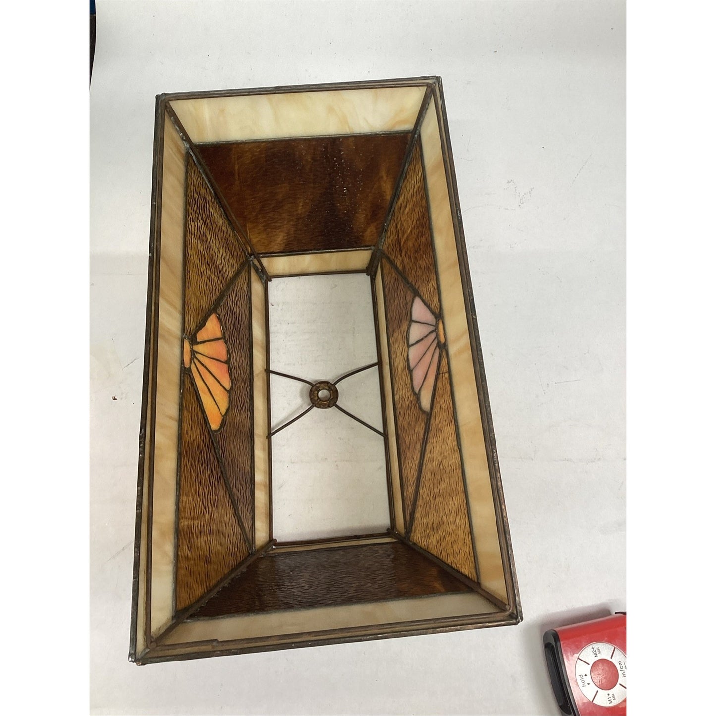 Vintage Stained Glass Lamp Shade With Seashell Design - 15.5x8.5x7.5”