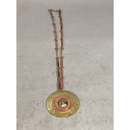 Vintage Chenet d'Haiti Winifred Mason Modernist Copper & Brass Necklace - Signed