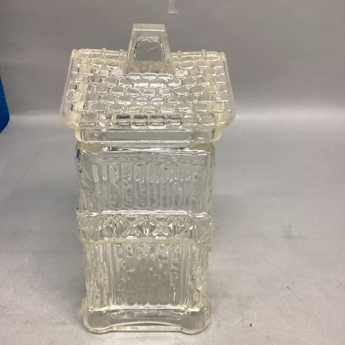Marshall Fields Clear Glass 2-Story Building Cookie Jar - 9”H