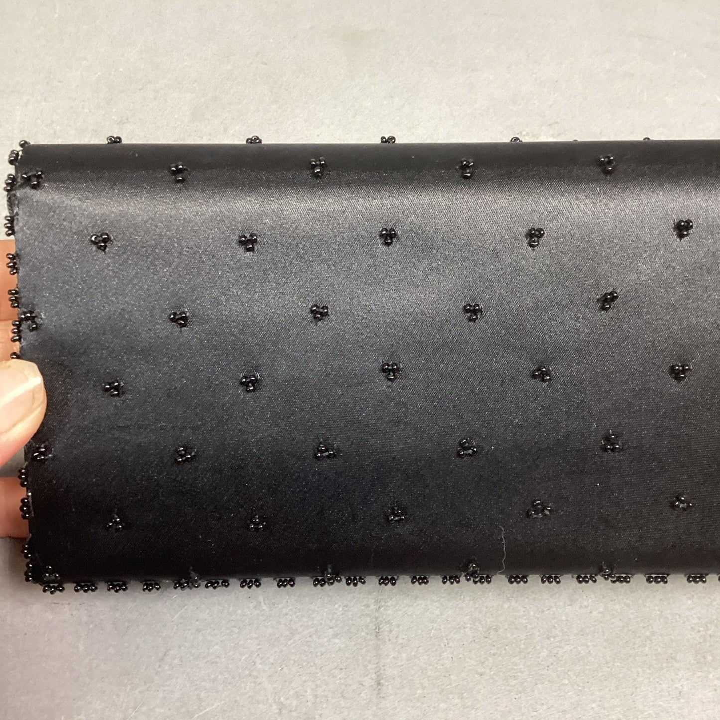Schildkraut Handmade Black Beaded Floral Clutch Wristlet Wallet