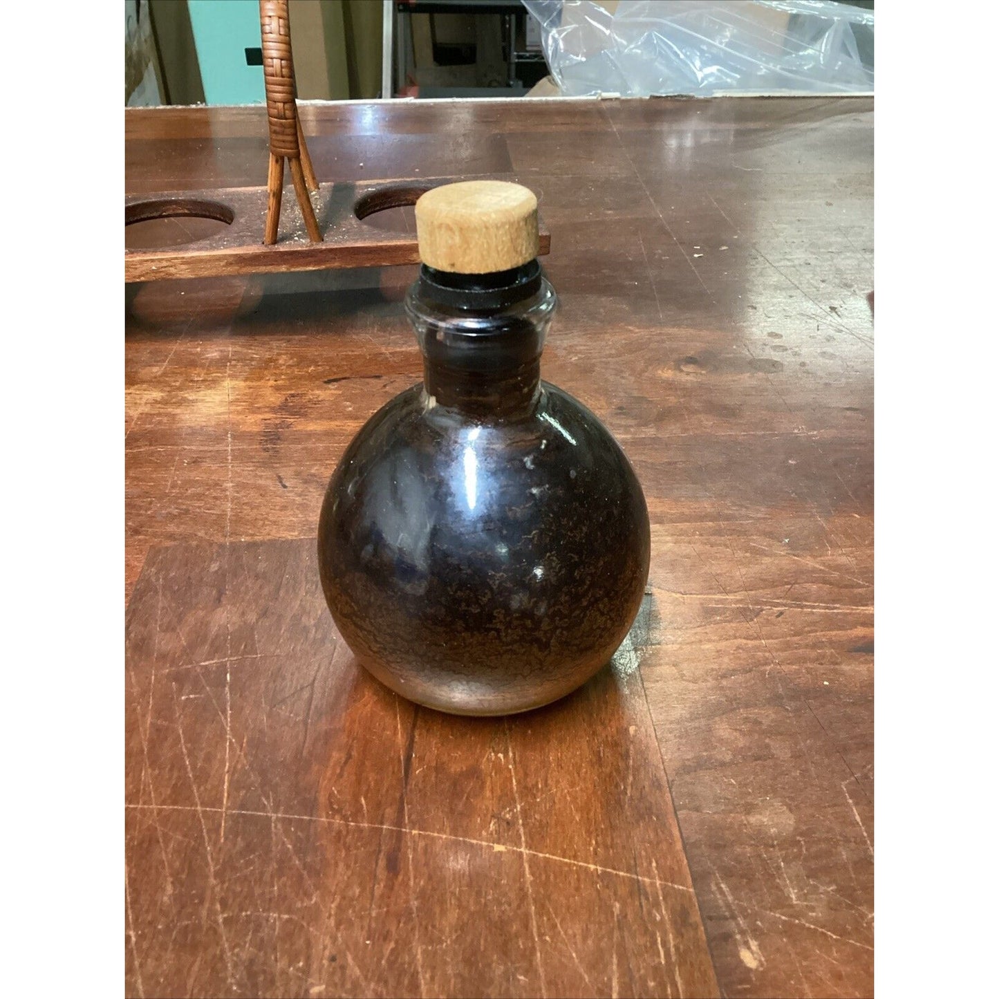 Vintage Glass Decanters With Wooden Stand/Holder
