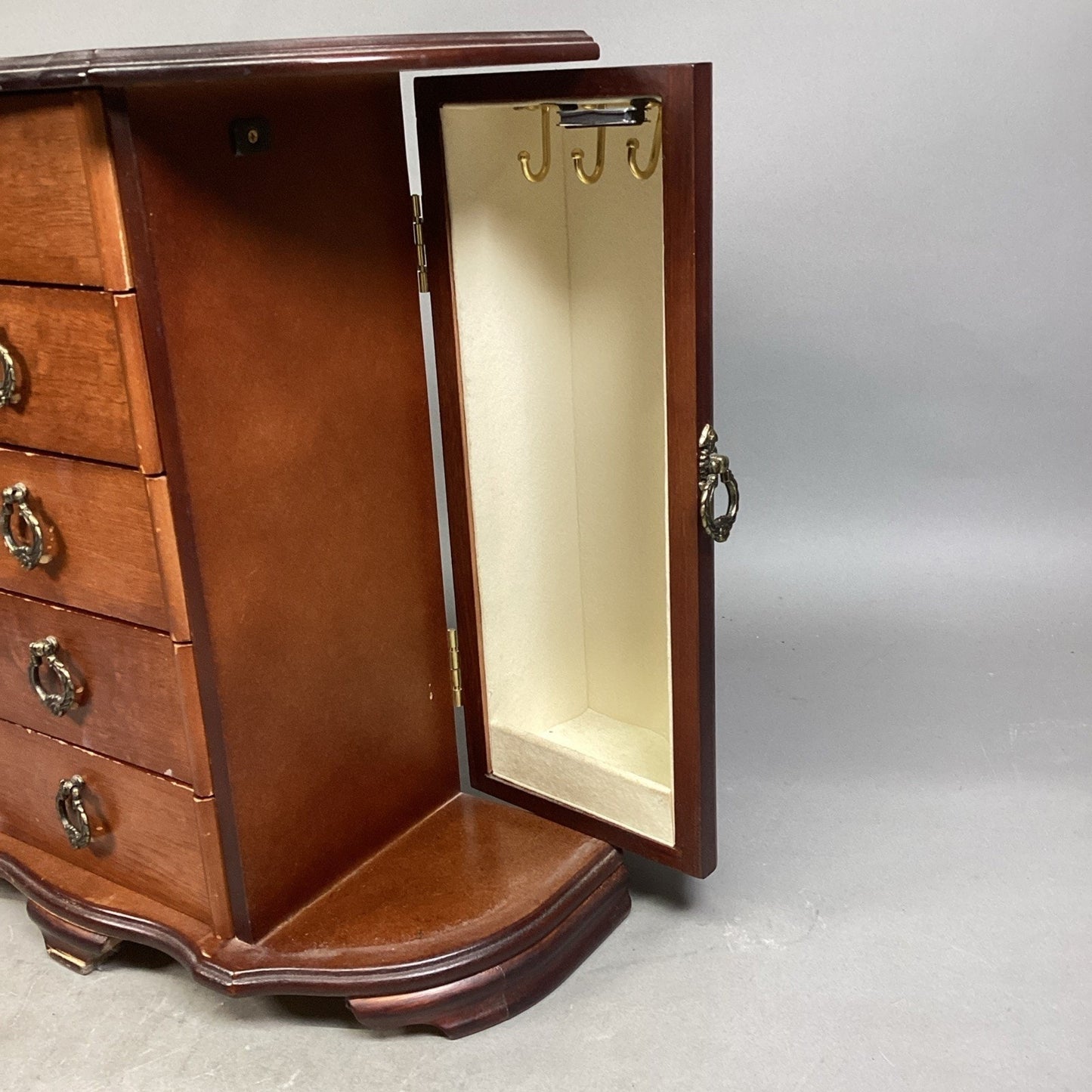 Vtg Jewelry Organizer/Armoire - 2 Doors & 5 Drawers - 13”H