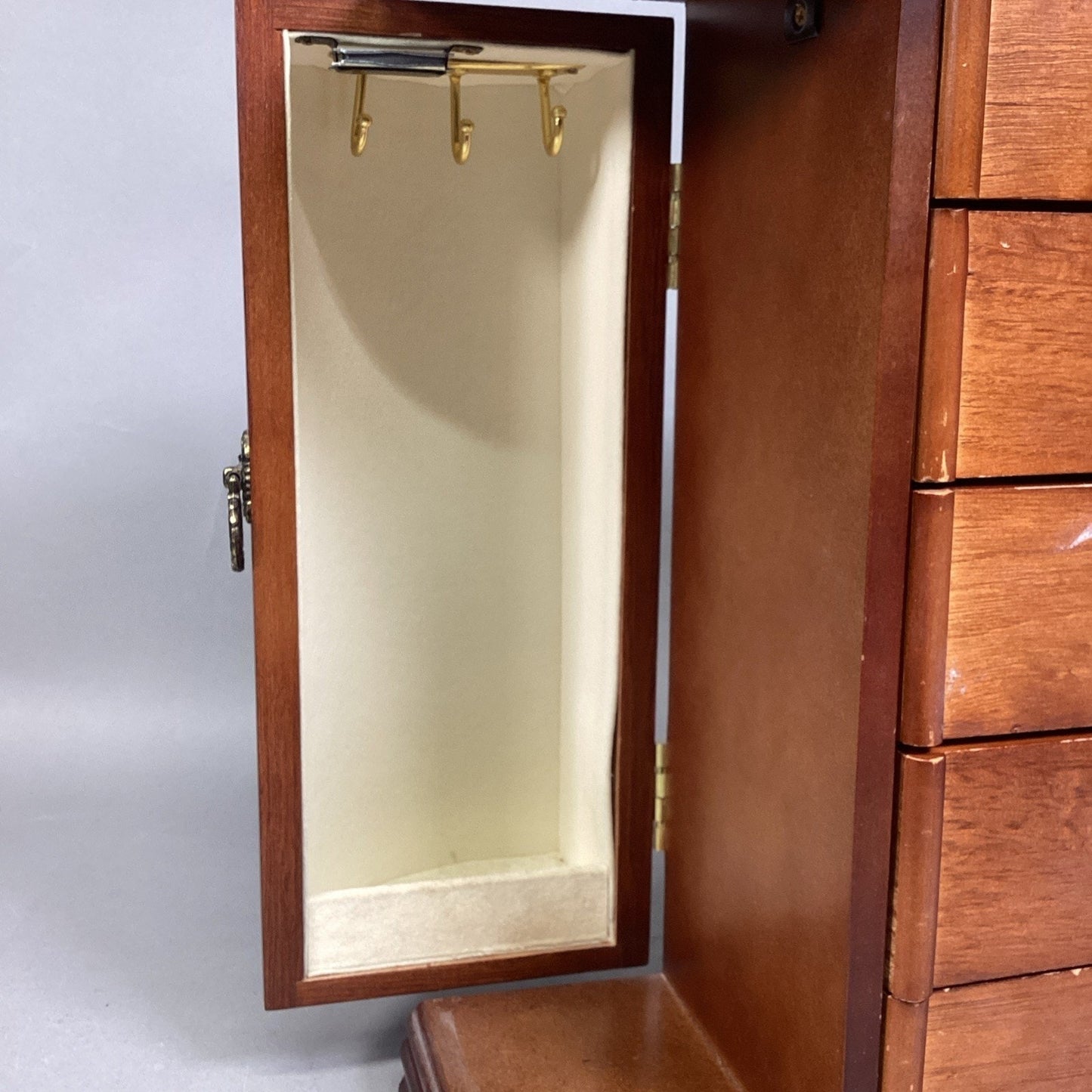 Vtg Jewelry Organizer/Armoire - 2 Doors & 5 Drawers - 13”H