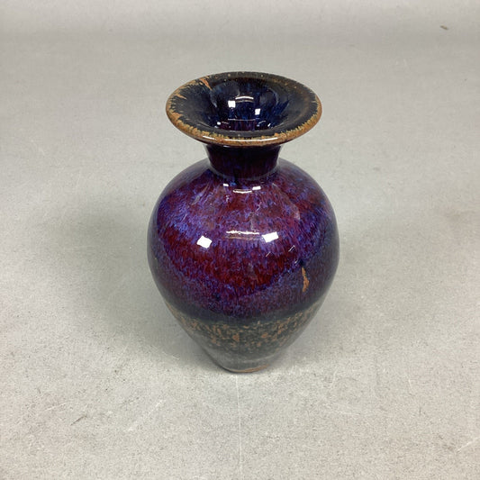 Multicolored Handmade Pottery Art Bud Vase - 4.5”H