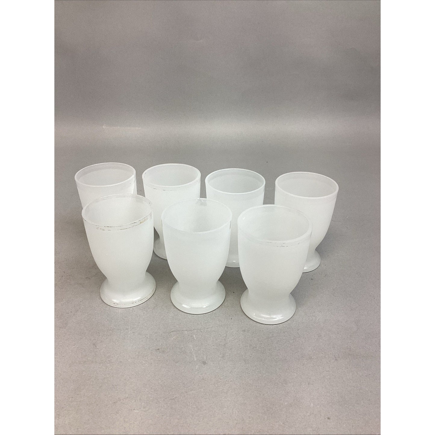 Set Of 7 Vintage Frosted Glass Egg Cups - 4”H