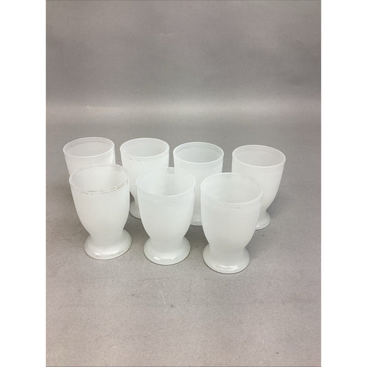 Set Of 7 Vintage Frosted Glass Egg Cups - 4”H