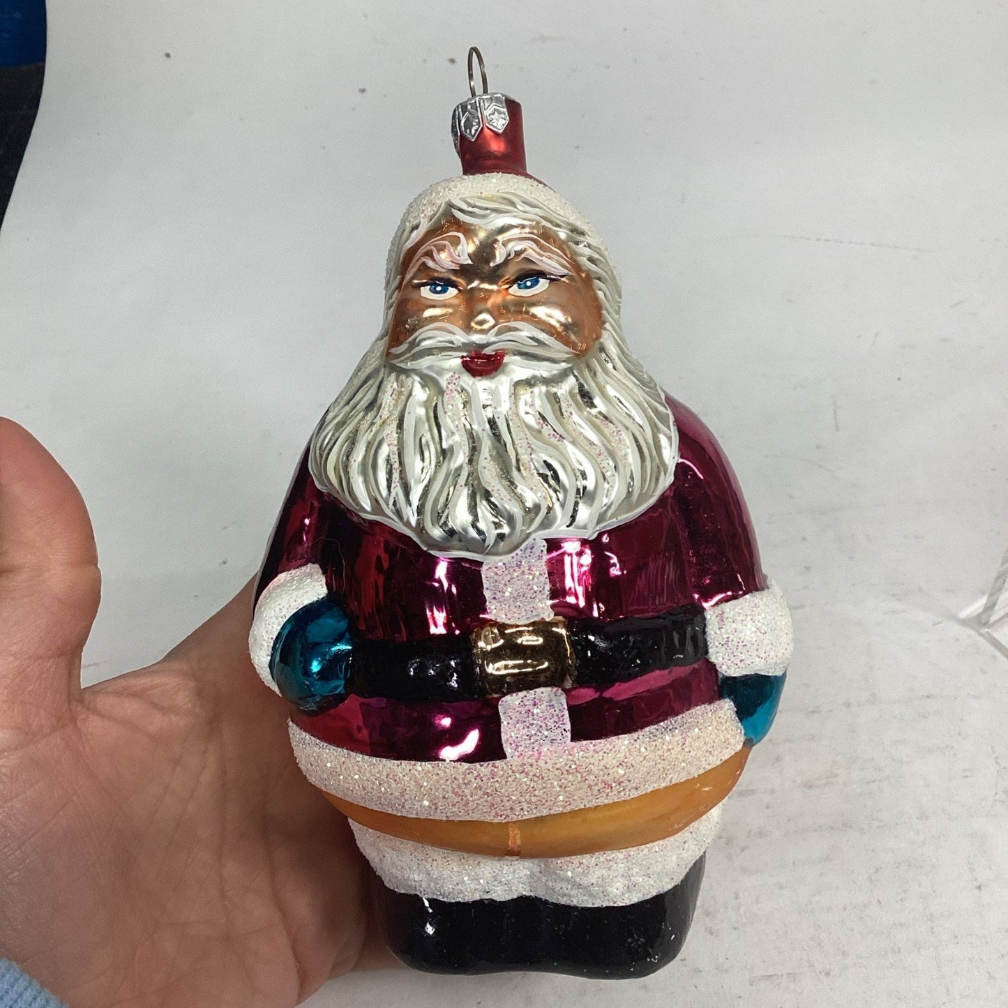 Vintage Christopher Radko “Round About Santa” Glass Ornament 6.5” 95-005-0