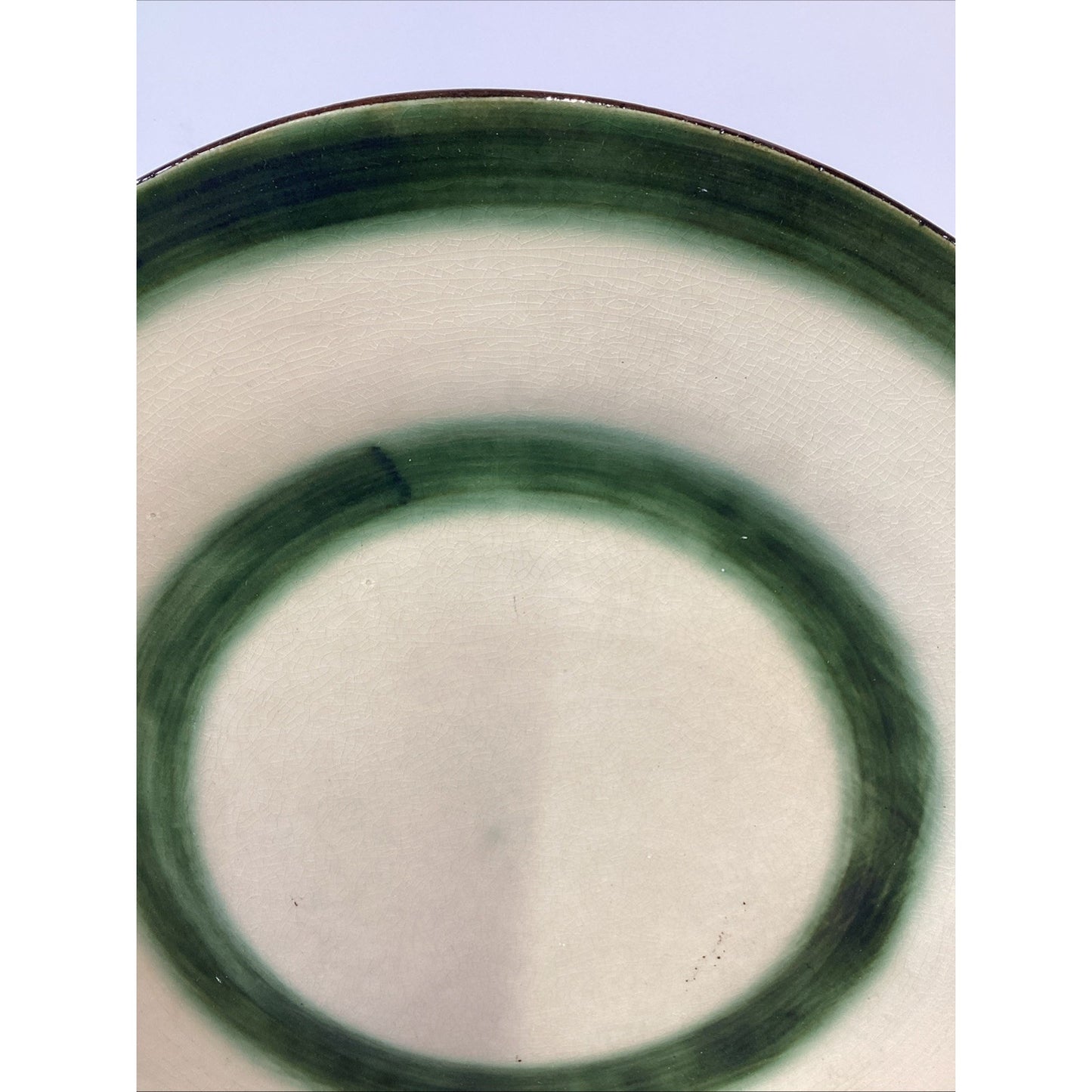 Handmade/Hand Painted Glazed Beige And Green Dinner Plate - 11.75”D