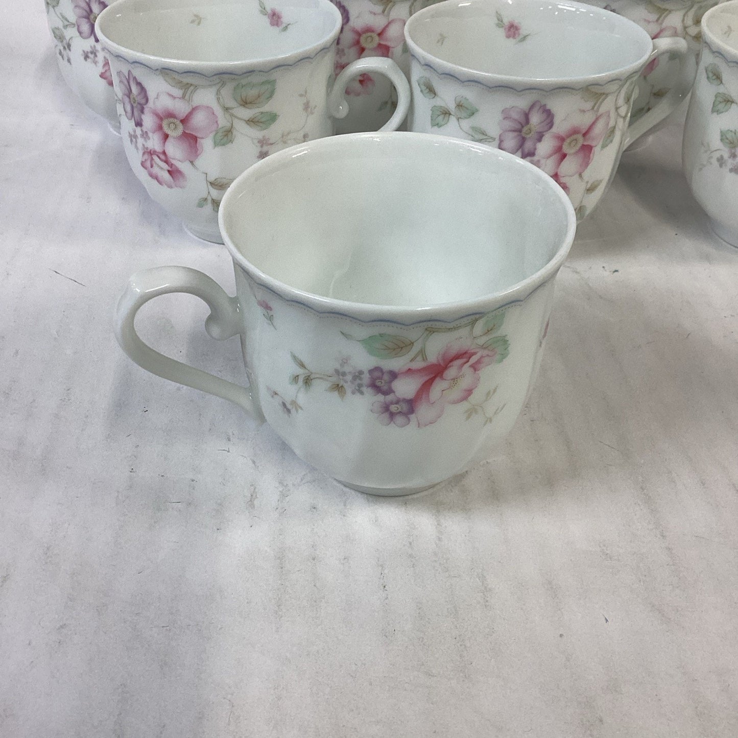 Lot Of 10 Mikasa L9711 Renee Tea Cups, Creamer And Sugar