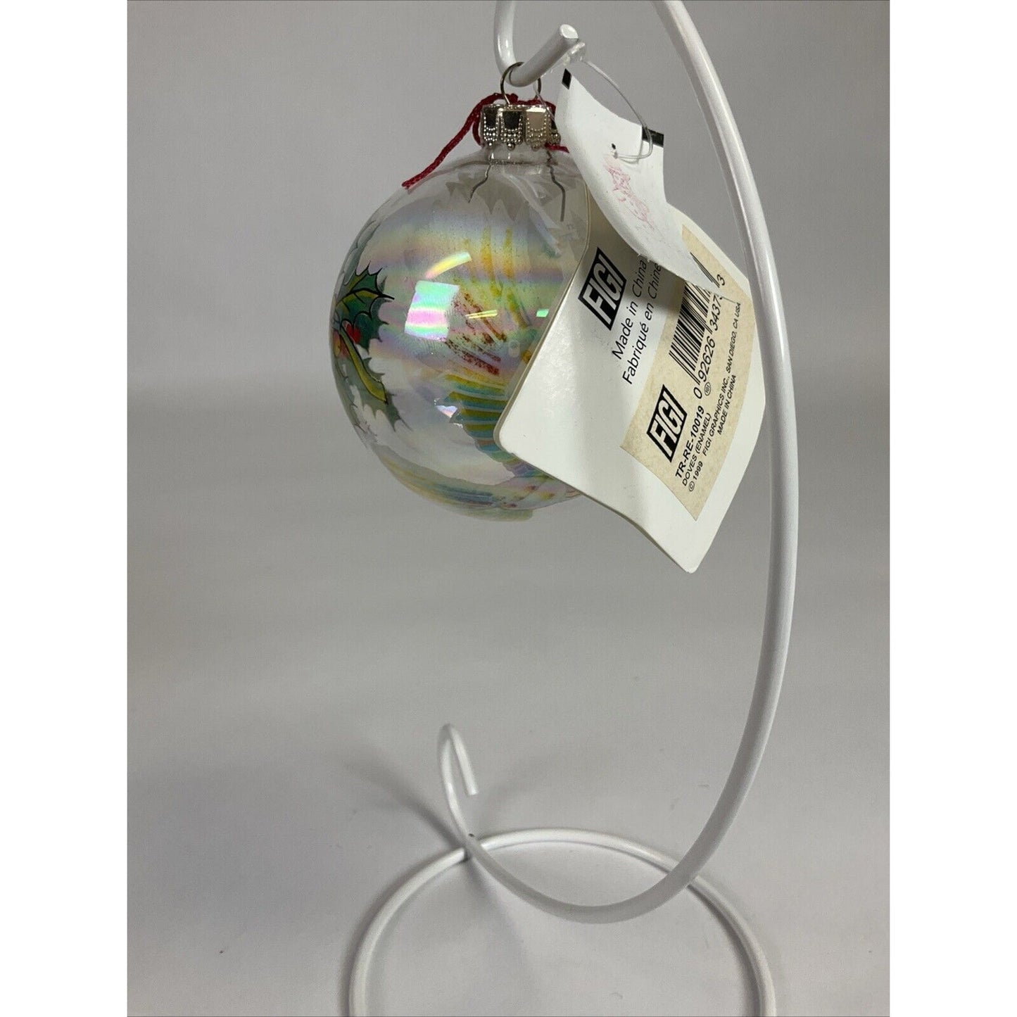 Gigi Clear Ball Christmas Ornament With Doves And Mistletoe (enamel)