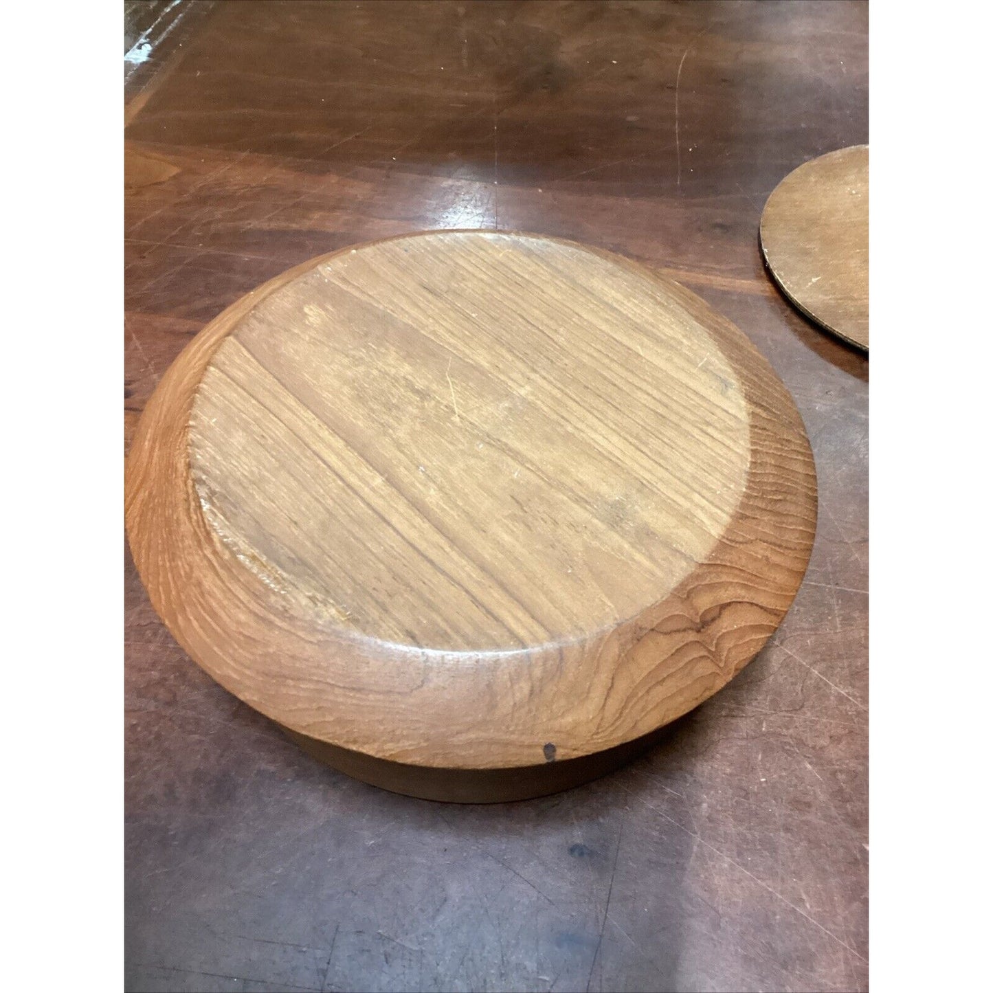 Vintage Teak Wooden Bowl - 9”D And Plate - 8”D