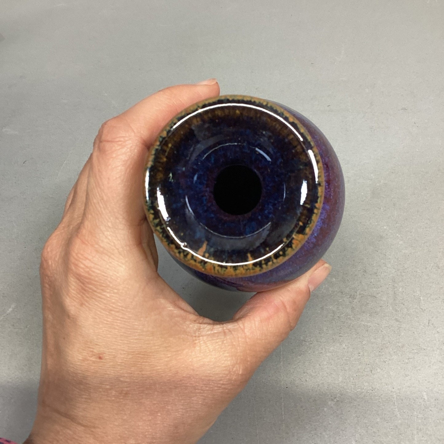 Multicolored Handmade Pottery Art Bud Vase - 4.5”H