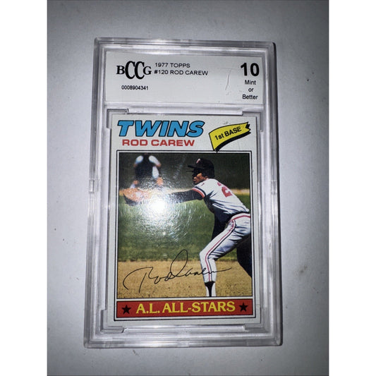 1977 Topps Rod Carew #120 Baseball Card, A.L. All-Star, BCCG 10 Mint