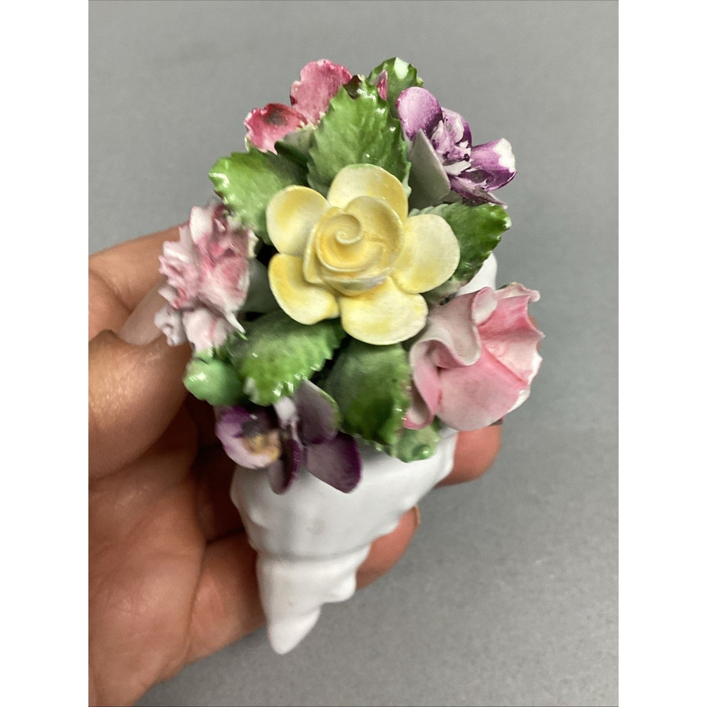 Vintage Royal Adderly Bone China Floral Bouquet Nestled in a Sea Shell - England