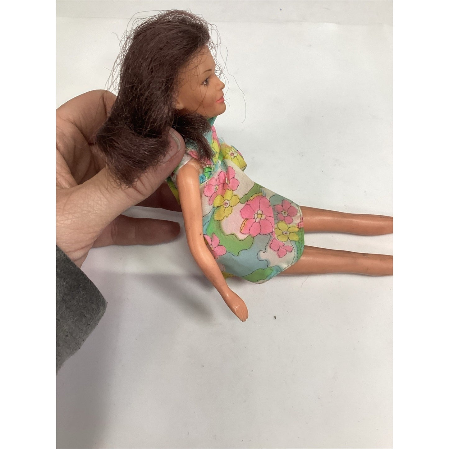 Vintage 1977 Fashion Doll In A Sleeveless Floral Dress