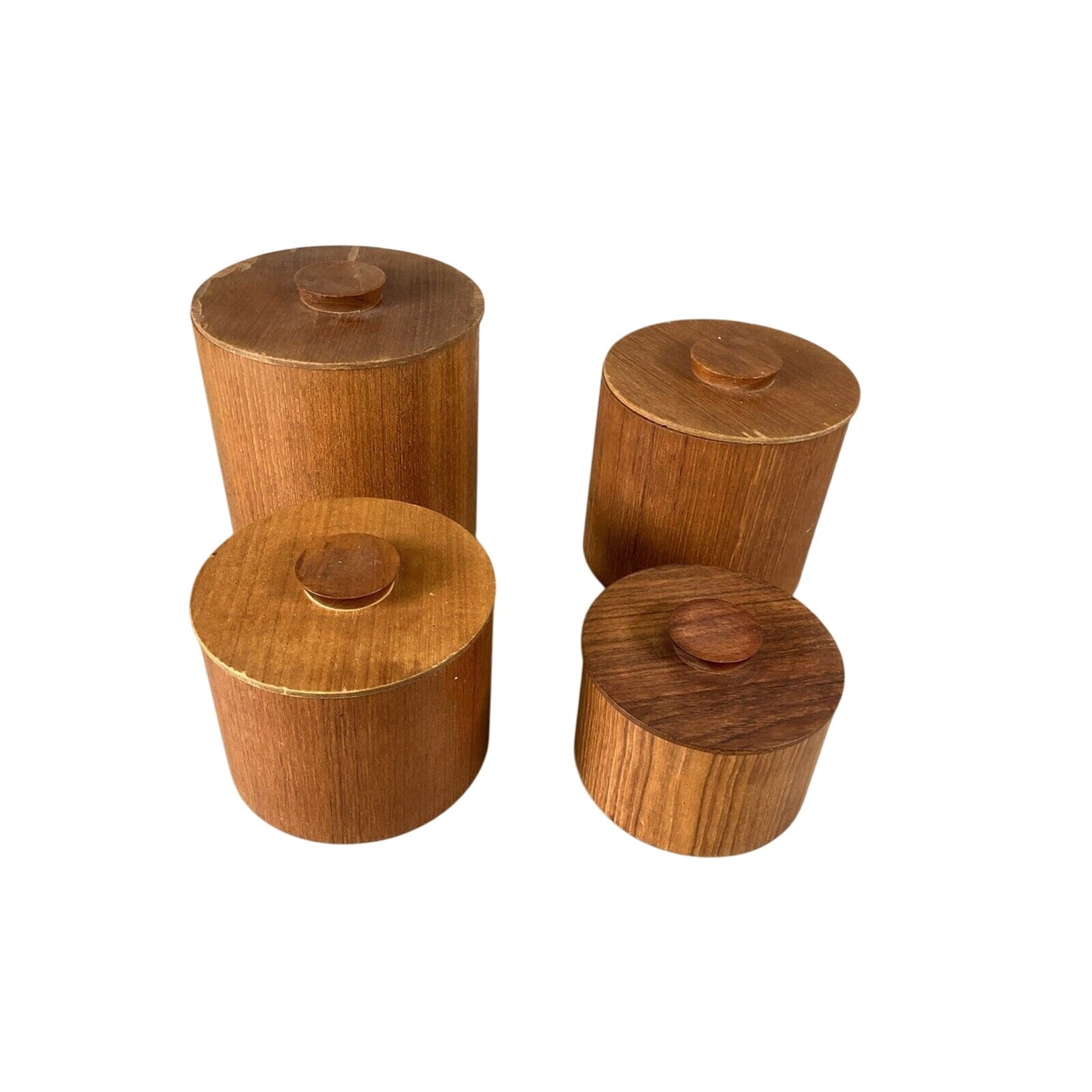 MCM Teak Bent Wood Nesting Canisters Set Of 4 Japan Kitchen Storage