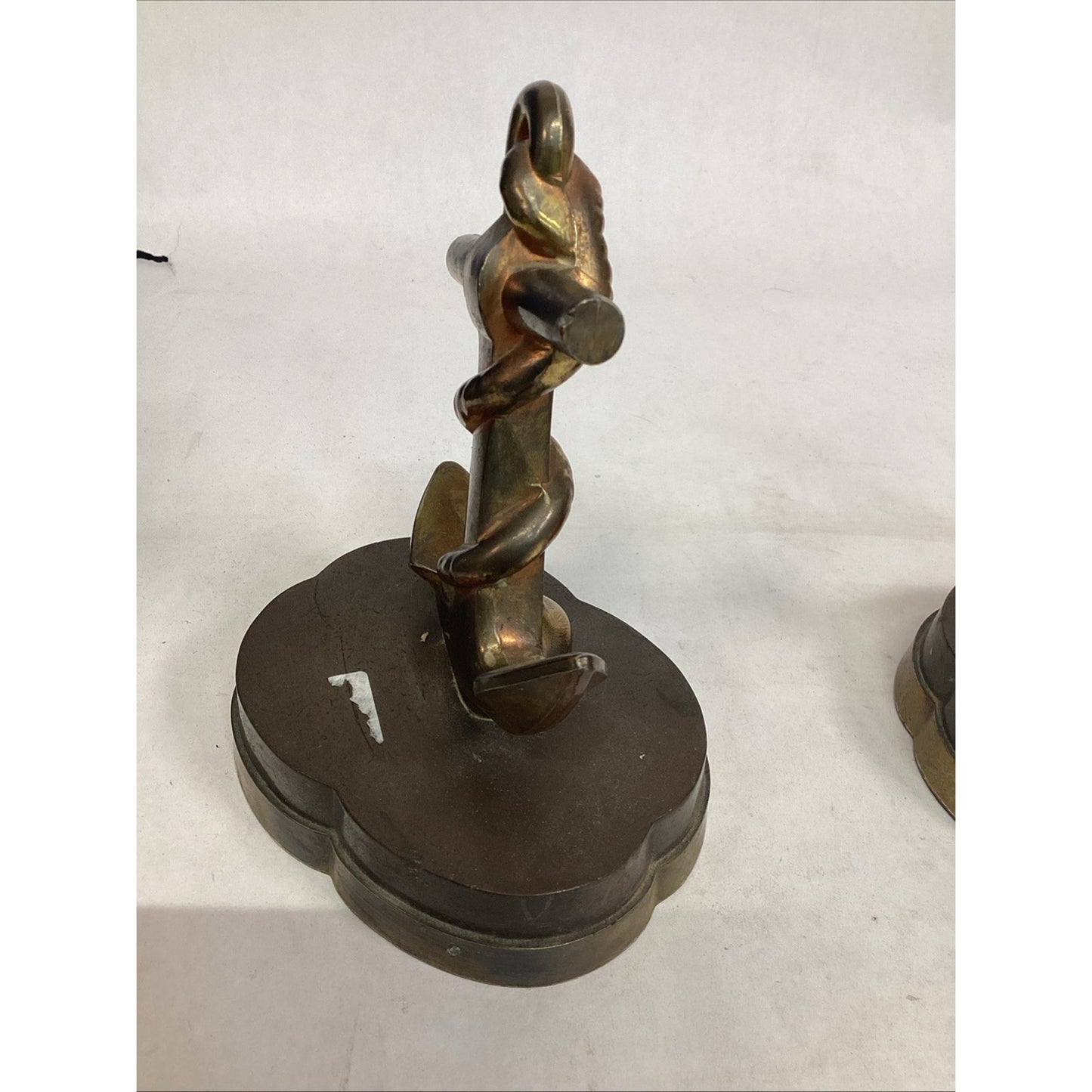 Vintage Maritime Brass Anchor Bookends PM Philadelphia Manufacturing