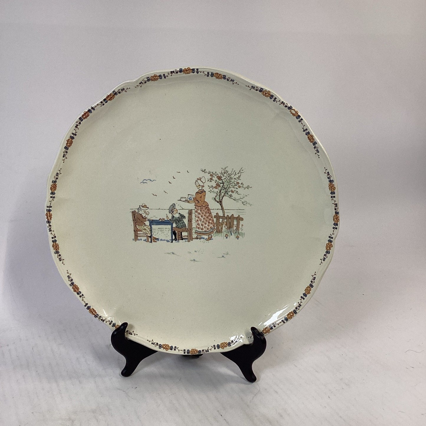 Sarreguemines Enfants Richard Large Round Cake Pastry Platter Dish - 13.25”D