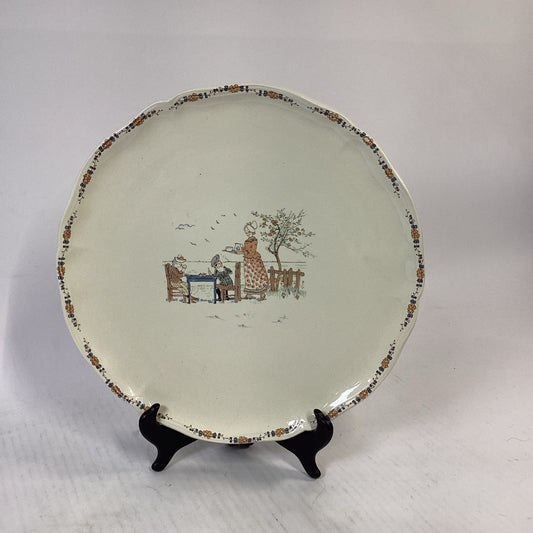 Sarreguemines Enfants Richard Large Round Cake Pastry Platter Dish - 13.25”D