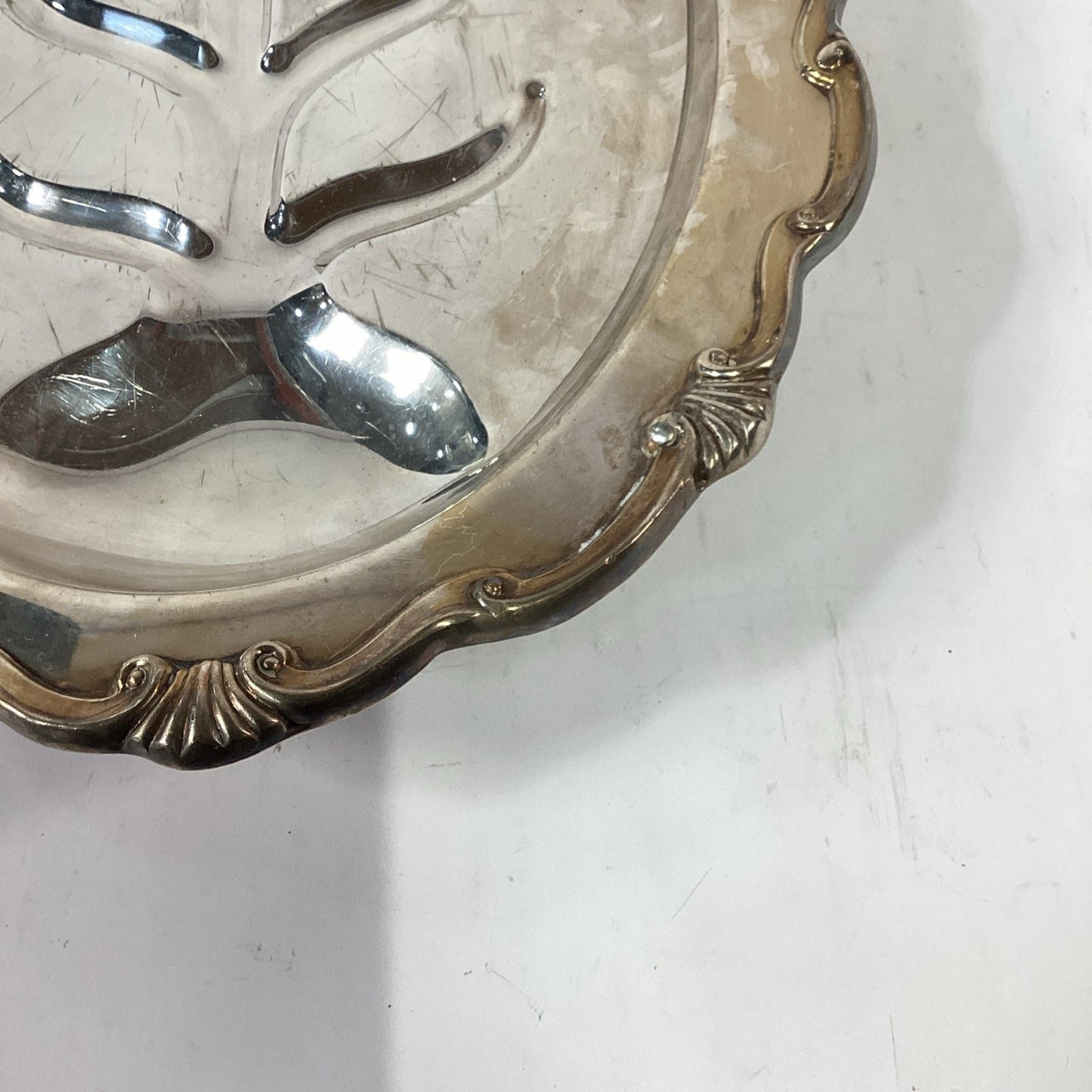 Vintage Tree Of Life Footed Silver Plated Footed Platter