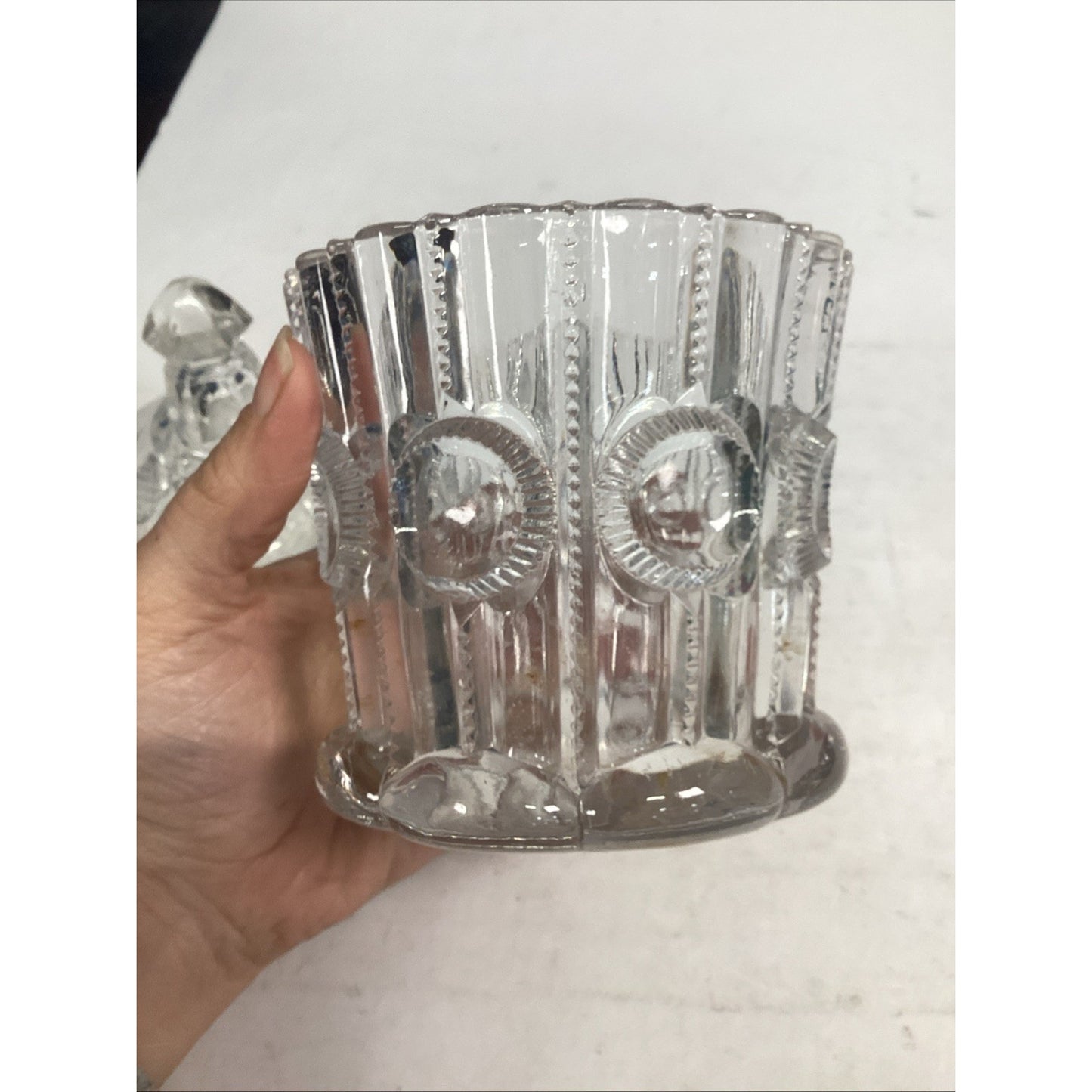 Vintage EAPG Pressed Glass Sugar Bowl With Lid Or Lidded Candy Dish