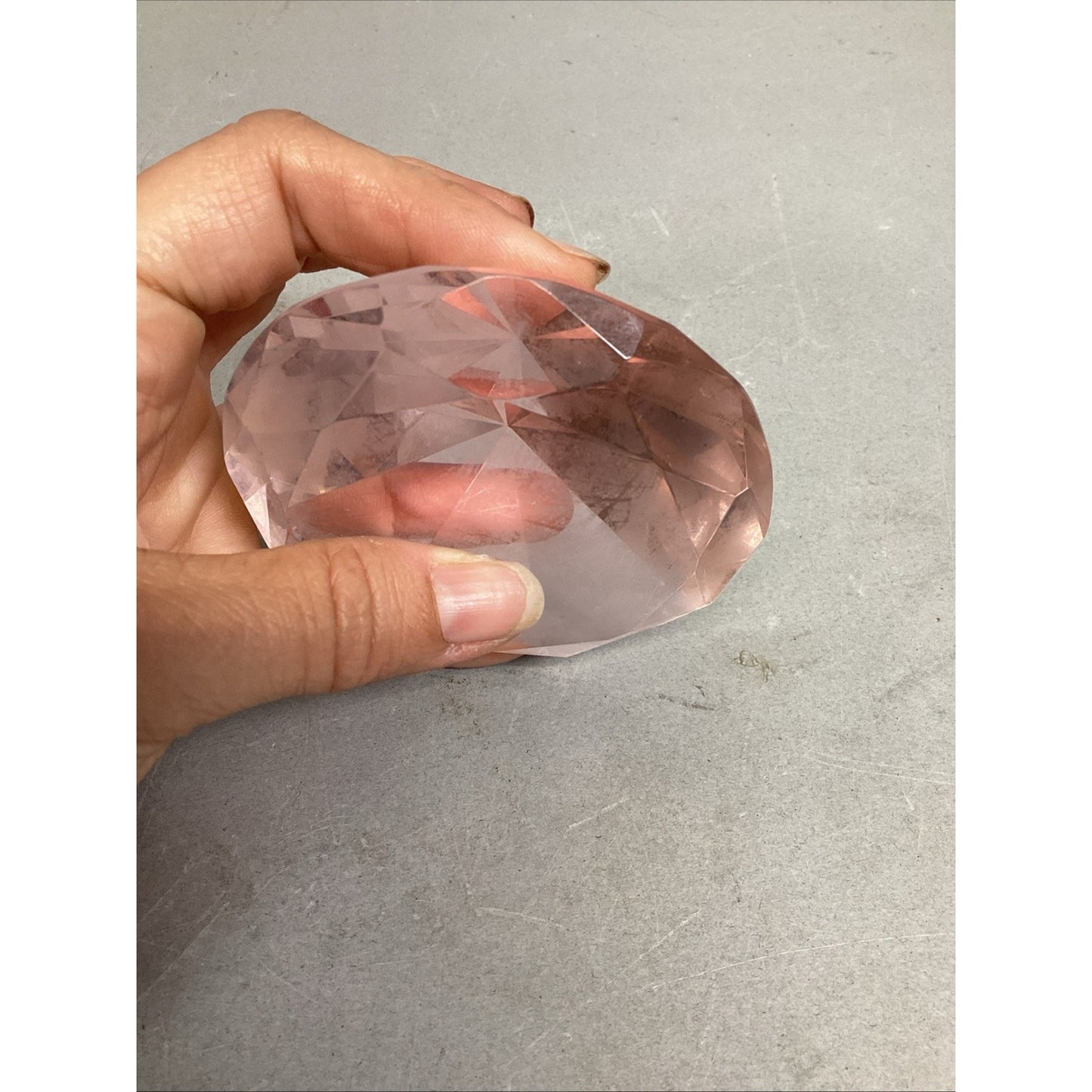 Light Pink Diamond Shape Paperweight - 3x2”