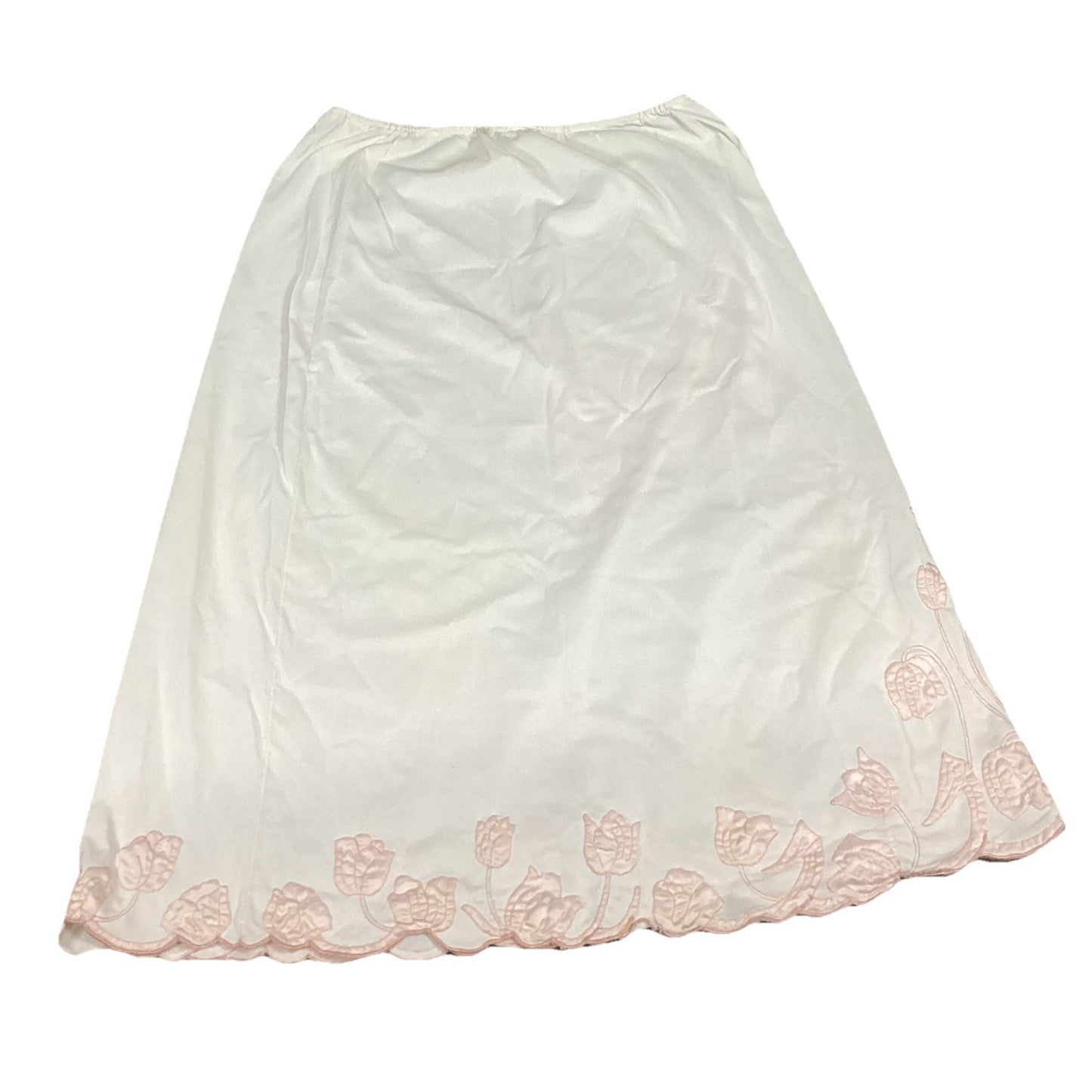 Odette Barsa Cream Colored Slip With Light Pink Embroidered Flowers - Medium