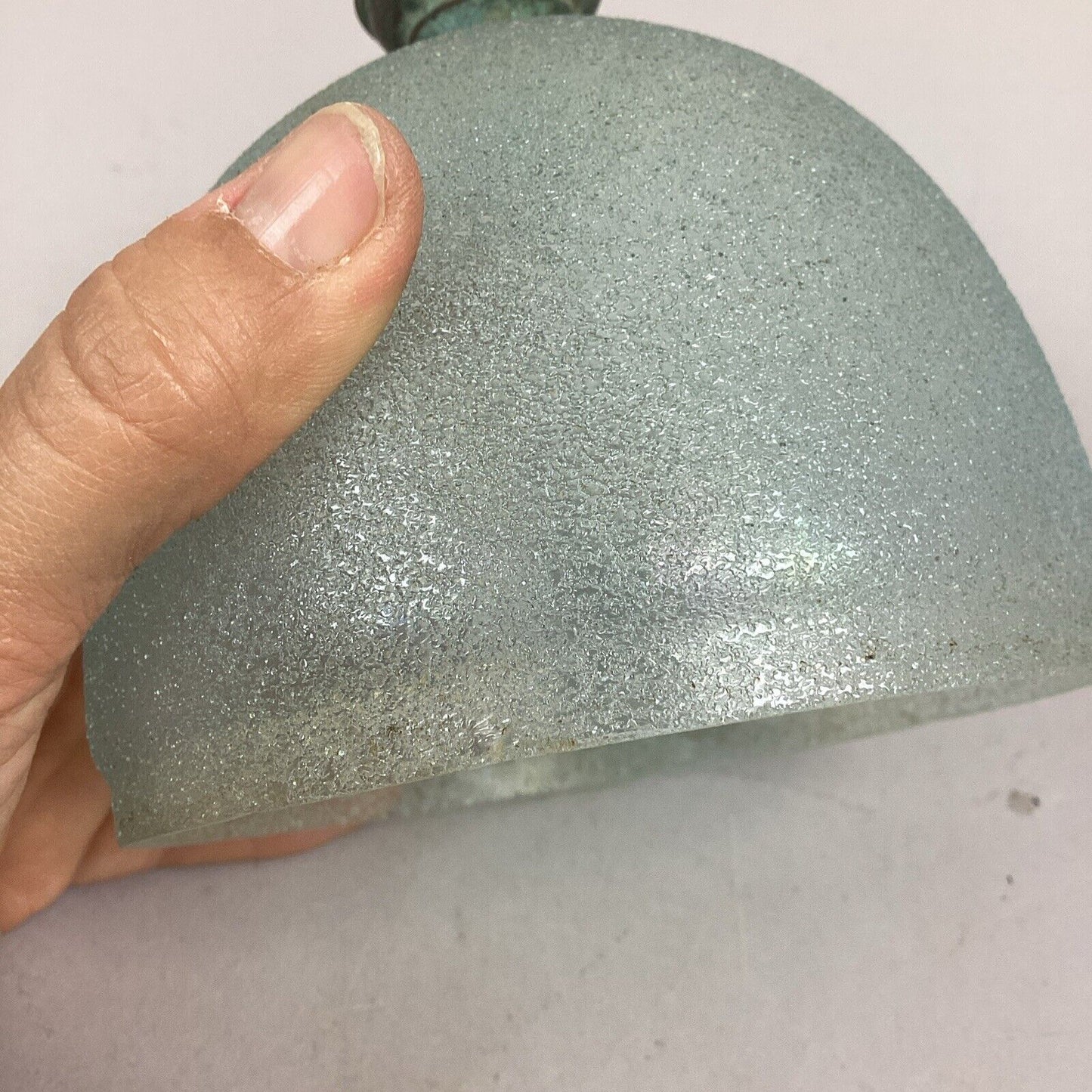 Vintage Frosted Crackled Glass Globe Lamp Shade