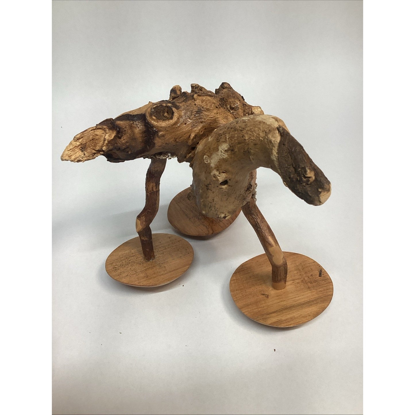 Vintage Hand Carved Glazed Wooden Sculpture
