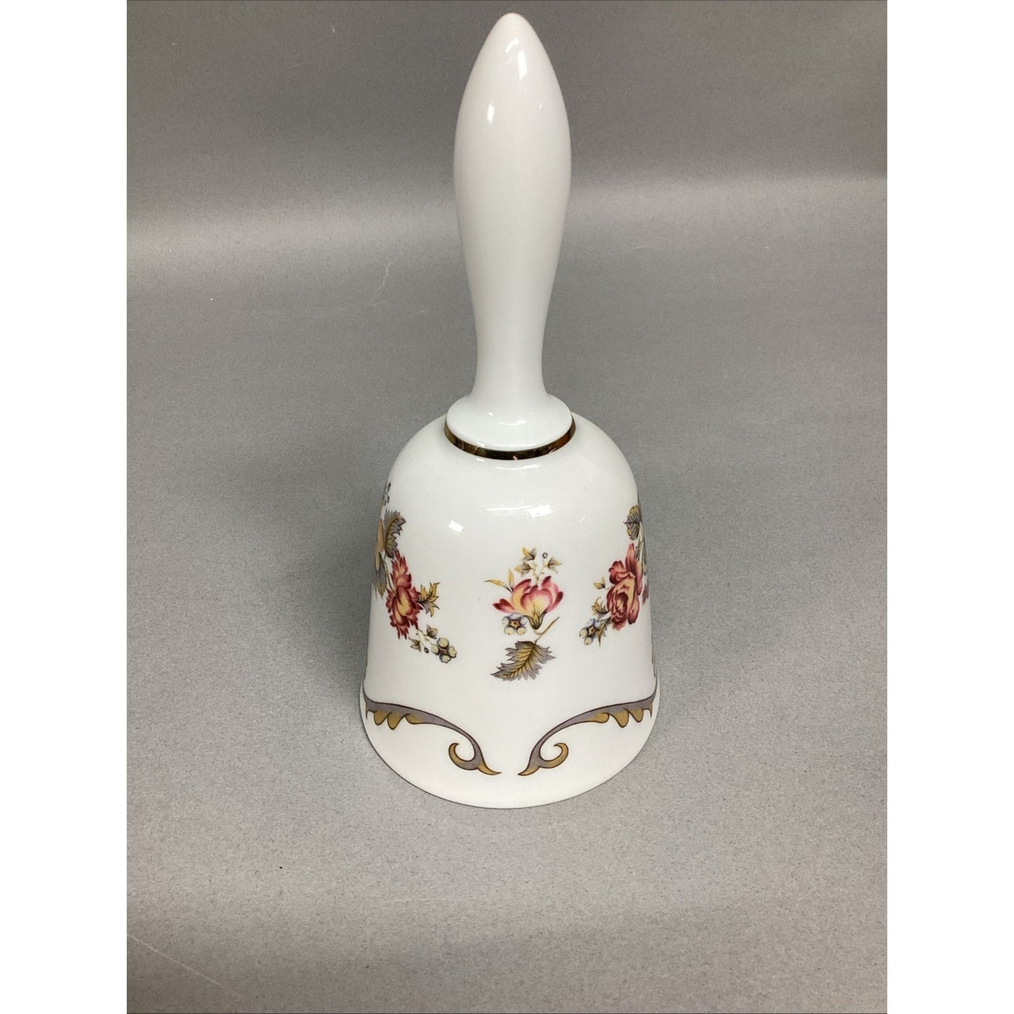 Antique Bareuther Waldsassen Bavaria Germany Porcelain Floral Dinner Bell