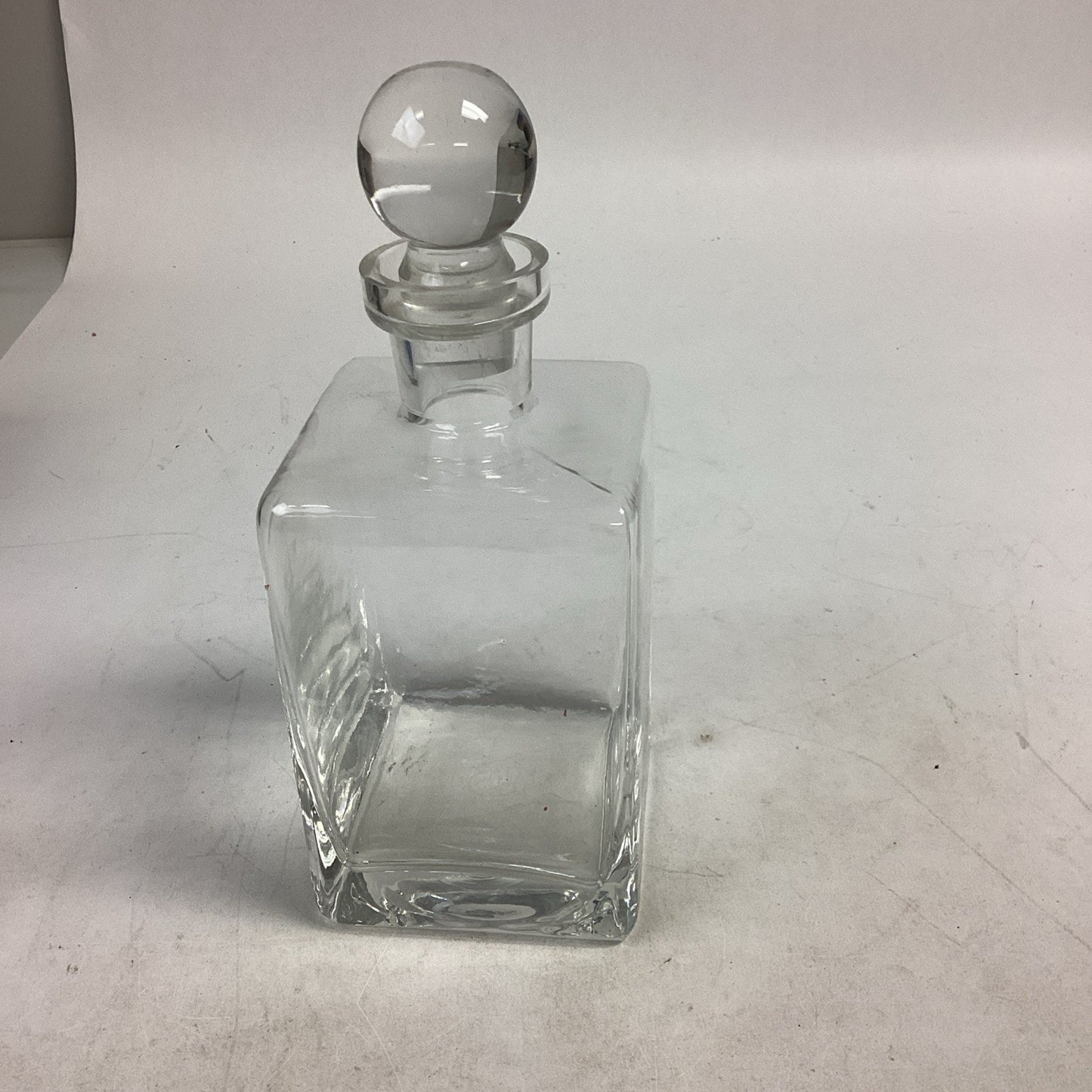 Vintage Glass Decanter With Stopper - 9.5”H