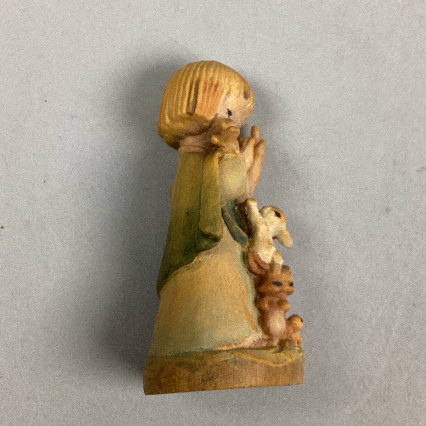 Vintage Anri Wood Carving Figurine - “Talking To The Animals” - 3”