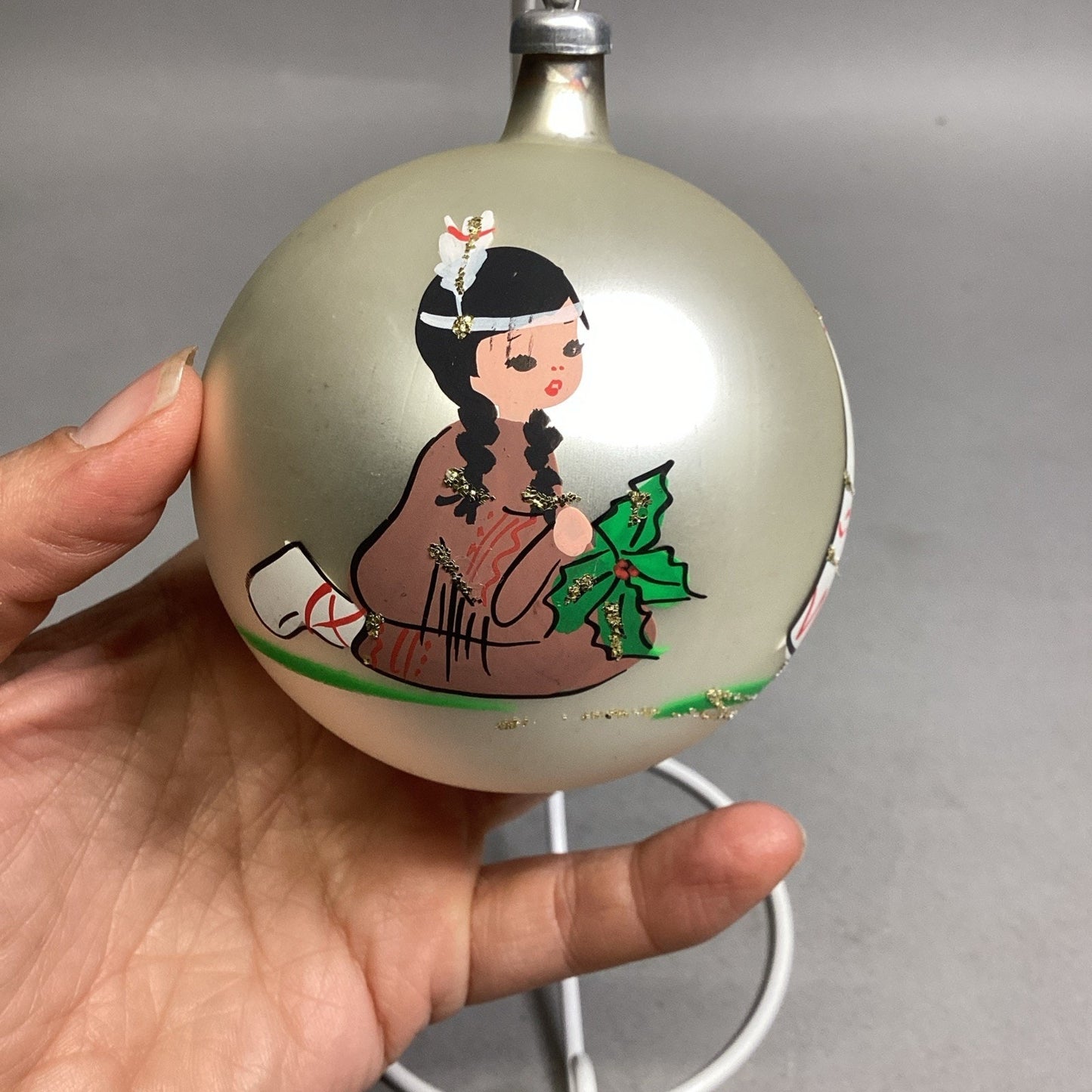 Antique Handblown Glass Christmas Ornament West Germany Native American