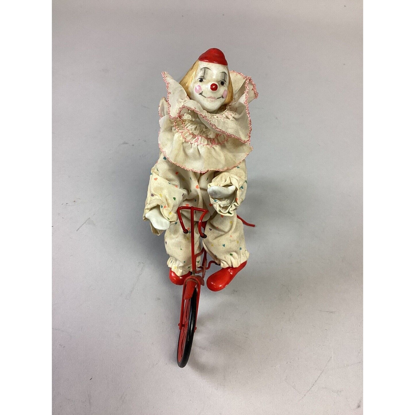 Vintage Enesco Porcelain Clown On Bicycle