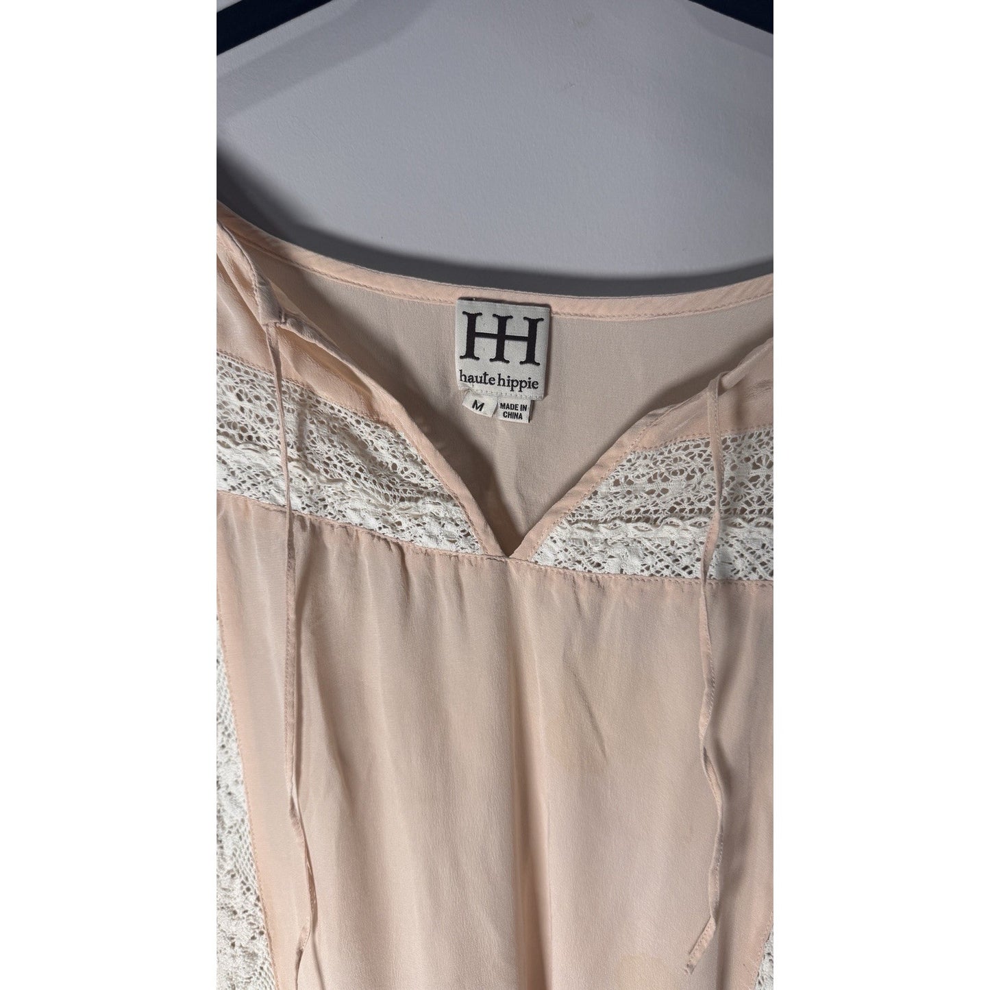 Haute Hippie Peach And Lace Blouse Shirt Size M