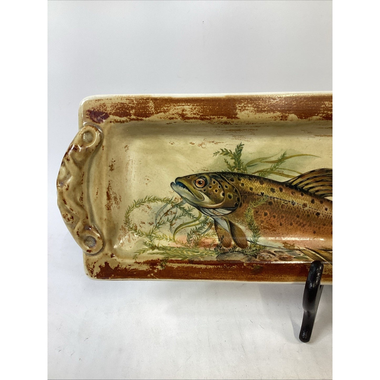 Lot Of 2 Rare Rustic Robert Gordon Pottery Trout Platters - 17.5”L - Australia