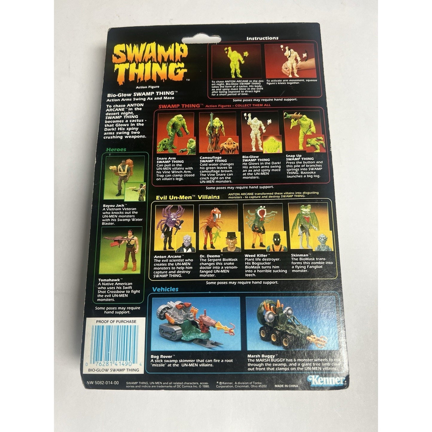 Glow In The Dark Swamp Thing Action Figure - New In Box - 1990 Vintage Kenner